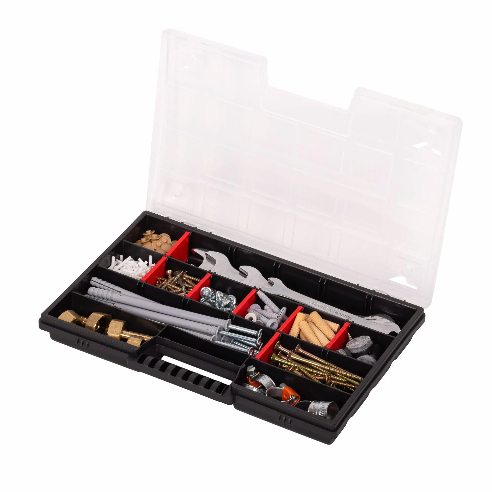 MIVOS Caja organizadora 12 pulgadas 21 compartimentos 290x195x35 mm para tornillos y piezas pequeñas