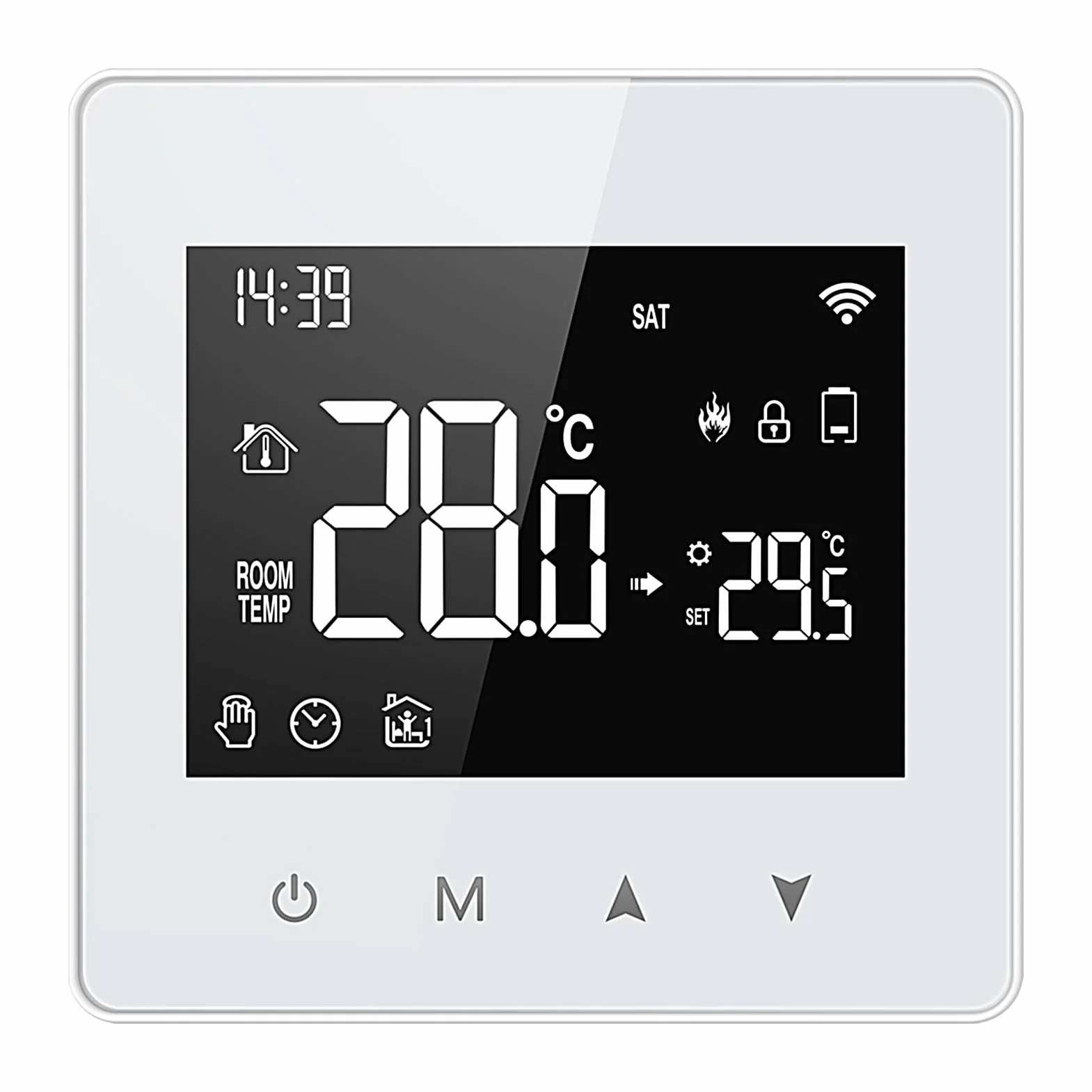 Teksome Termostatos inteligentes para el hogar, termostato WiFi, termostato digital con pantalla LCD, termostato para el hogar, funciona con pilas para CA y calefacción