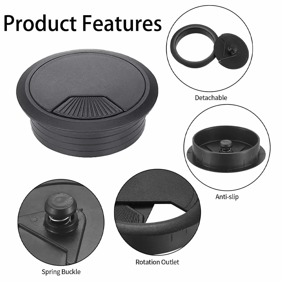 Cubierta de Agujero de Mesa 60mm,4 Piezas Pasacables de Escritorio,Tapa Cables Mesa Redondo con Corona Agujero 60 mm,para Gestión de Usb Alambre