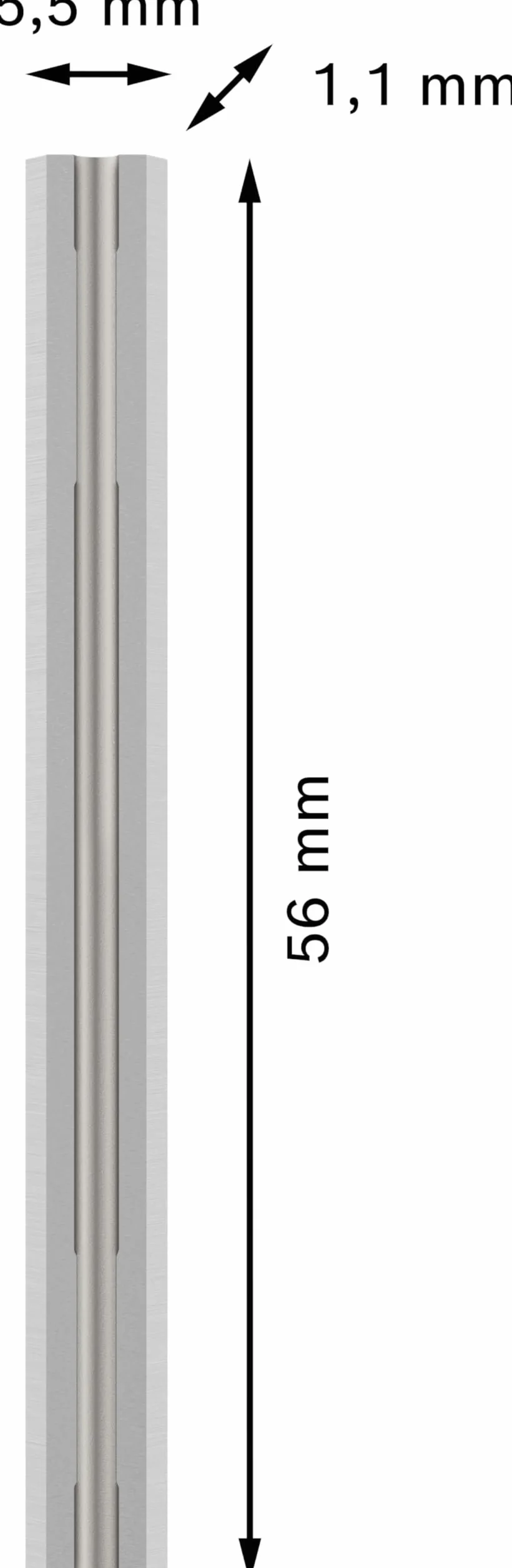 Bosch 10x Cuchilla para cepillo PRO (para Tableros recubiertos de plástico, Madera dura, 56 x 5,5 x 1,1 mm, Professional Accesorios Cepillo, Cepillo a batería)