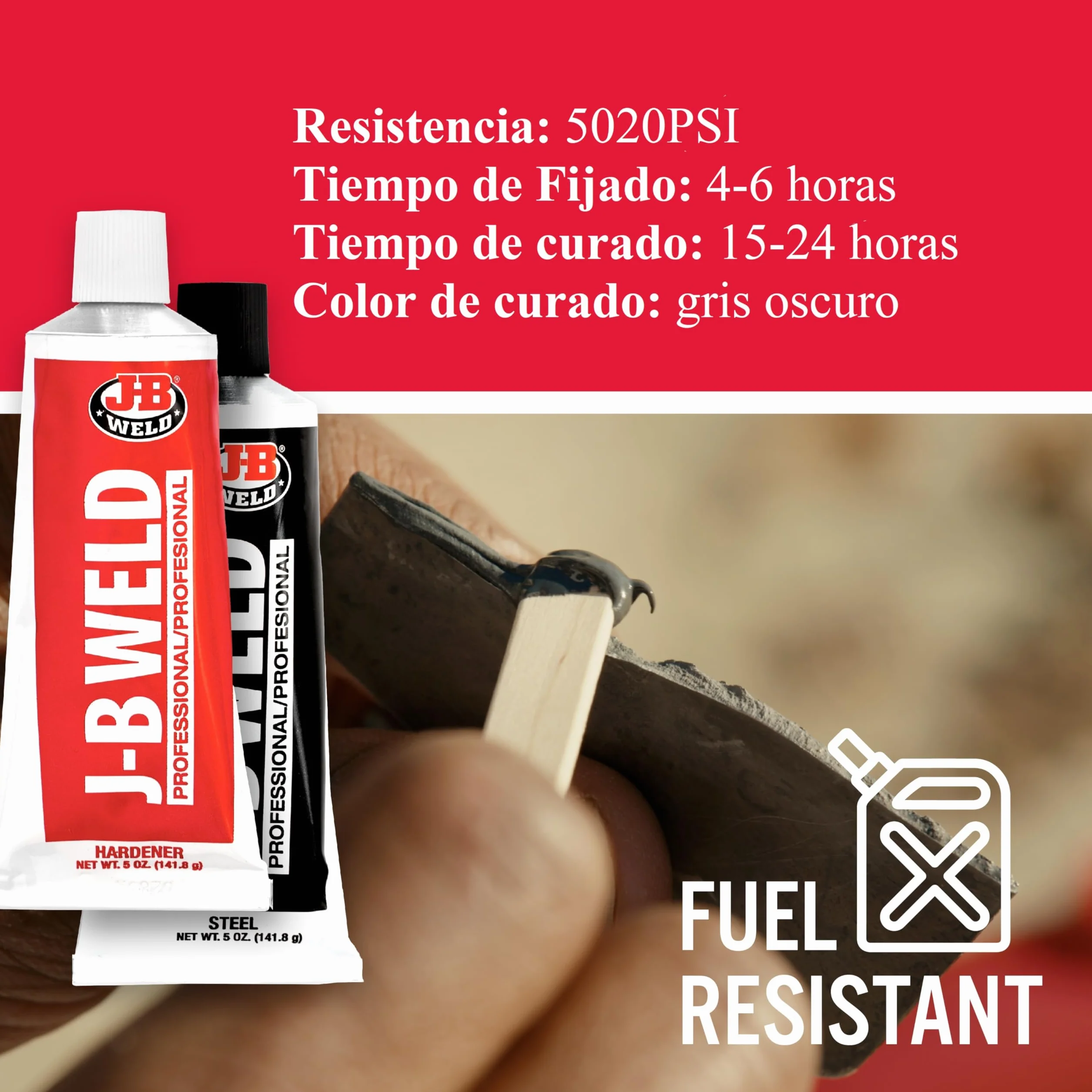 J-B Weld 8281SPA - Soldadura - Acero - Reforzado - Epoxi - Formula fría - Reparaciones - Múltiples Superficies - Formato Industrial 2 x 141,8gr
