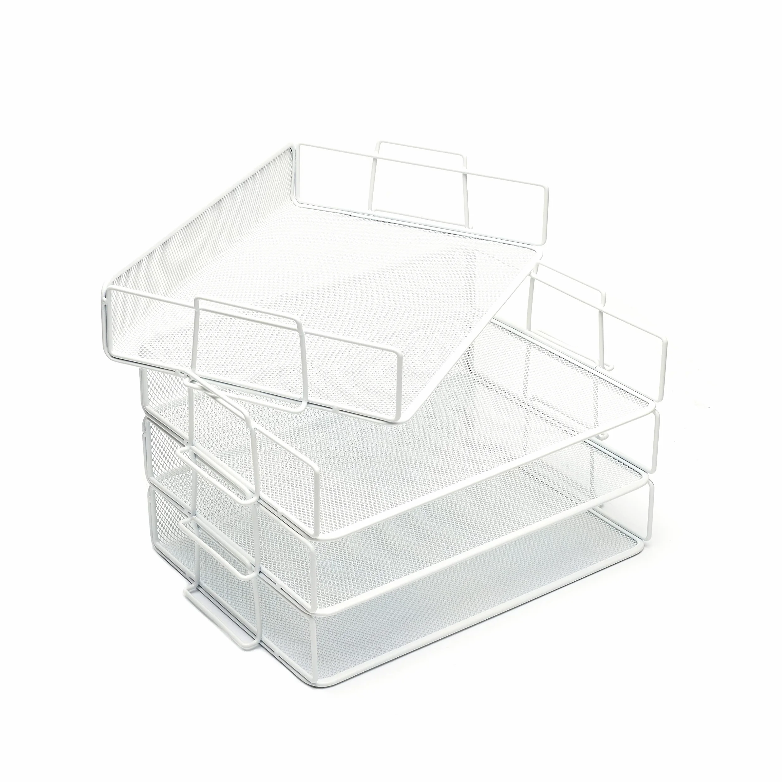 Exerz Clasificador de Papel 4 Niveles Bandejas de Escritorio Apilable Blanco