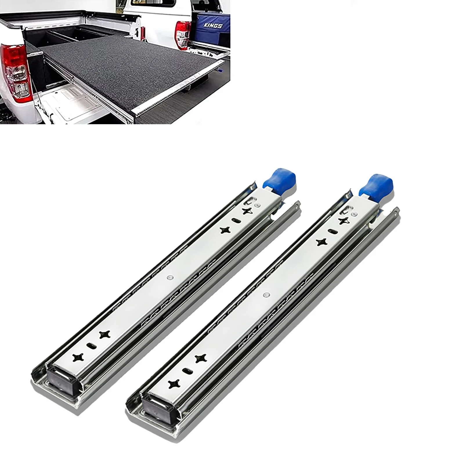 NEWFUN Guias Cajones Carriles, 400mm Guias Correderas para Cajones, Guías para Cajones Resistentes con Cerradura, Capacidad de Carga 120 KG, Rieles Cajones, 1 Par(2 Piezas)