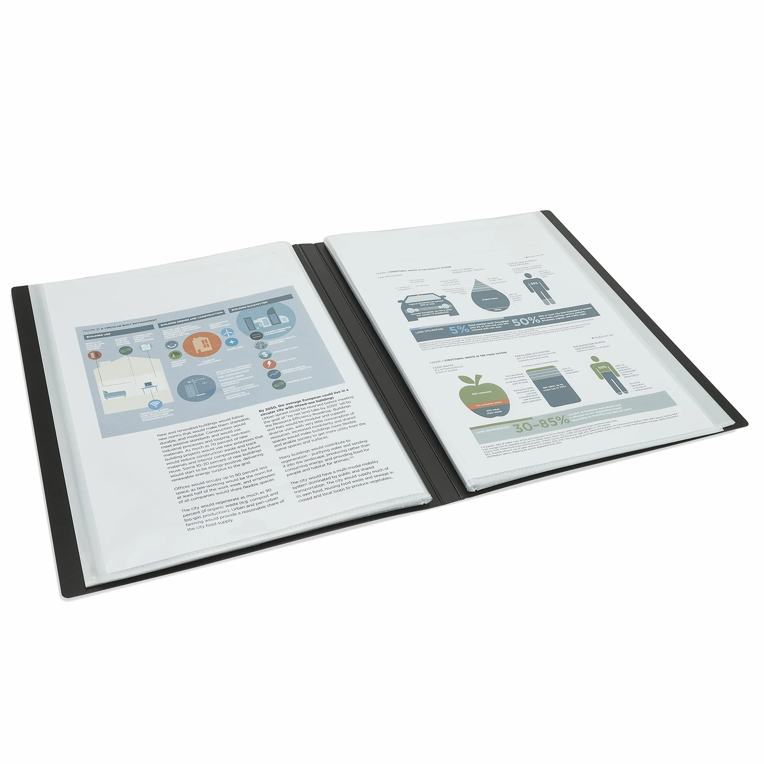 Rapesco 1650 Germ-Savvy Antibacteriano Carpeta Fundas A4 Polipropileno 36 Fundas Negro
