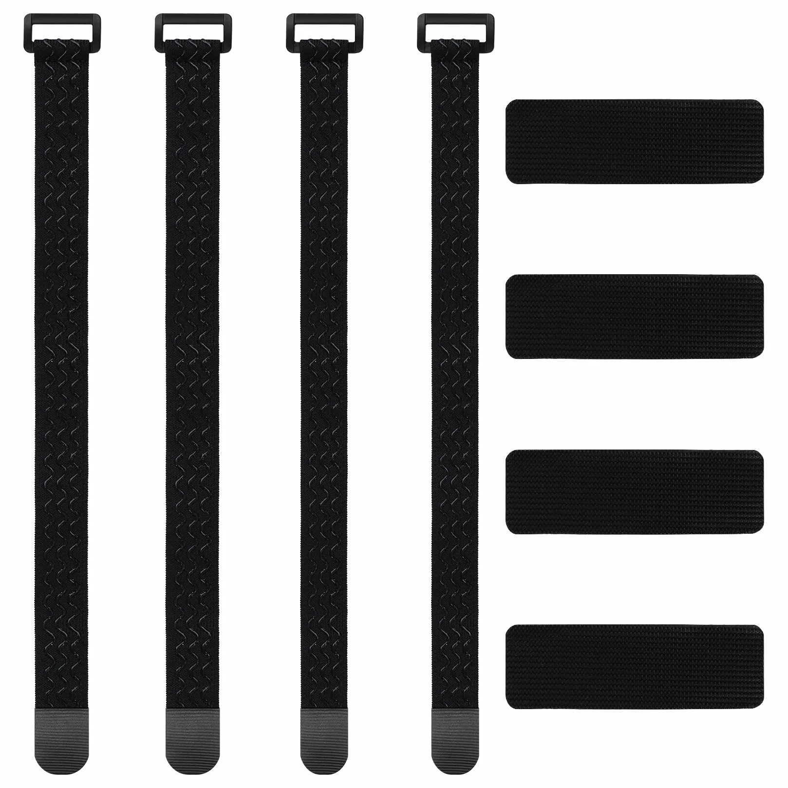 Cintas Elásticas, 4 Pcs Correas Elásticas con Cierres de Gancho y Bucle, Banda Gancho y Bucle Elástica con Hebilla, Antideslizante para Organizando Extensión de Cables y Tubos de Bicicleta, 2 Tamaños