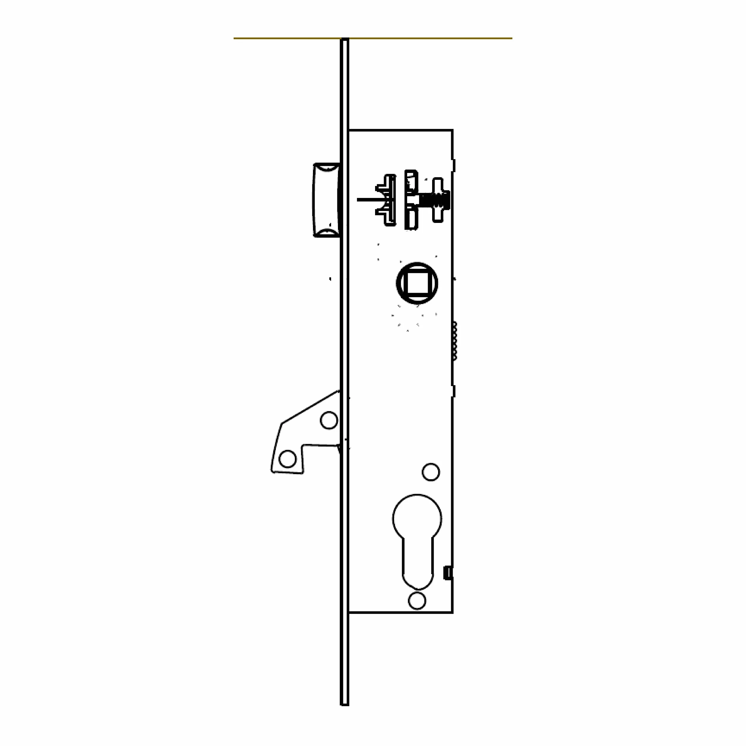 TESA 2240BE253AI Cerradura Monopunto De Caja Estrecha De Palanca Basculante Gancho Reforzado Para Perfiles Metálicos Inoxidable Entrada 25 mm 2240BE