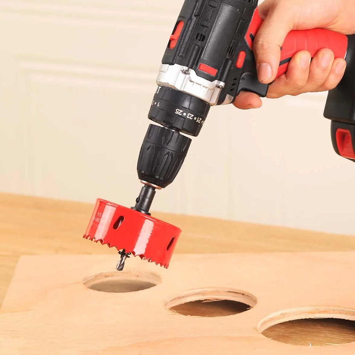 HSS M42 Bi-metal 125 mm, con adaptador y taladro centrado, ideal para madera, plástico, paneles de yeso, madera contrachapada y metales, profundidad de corte de hasta 32 mm