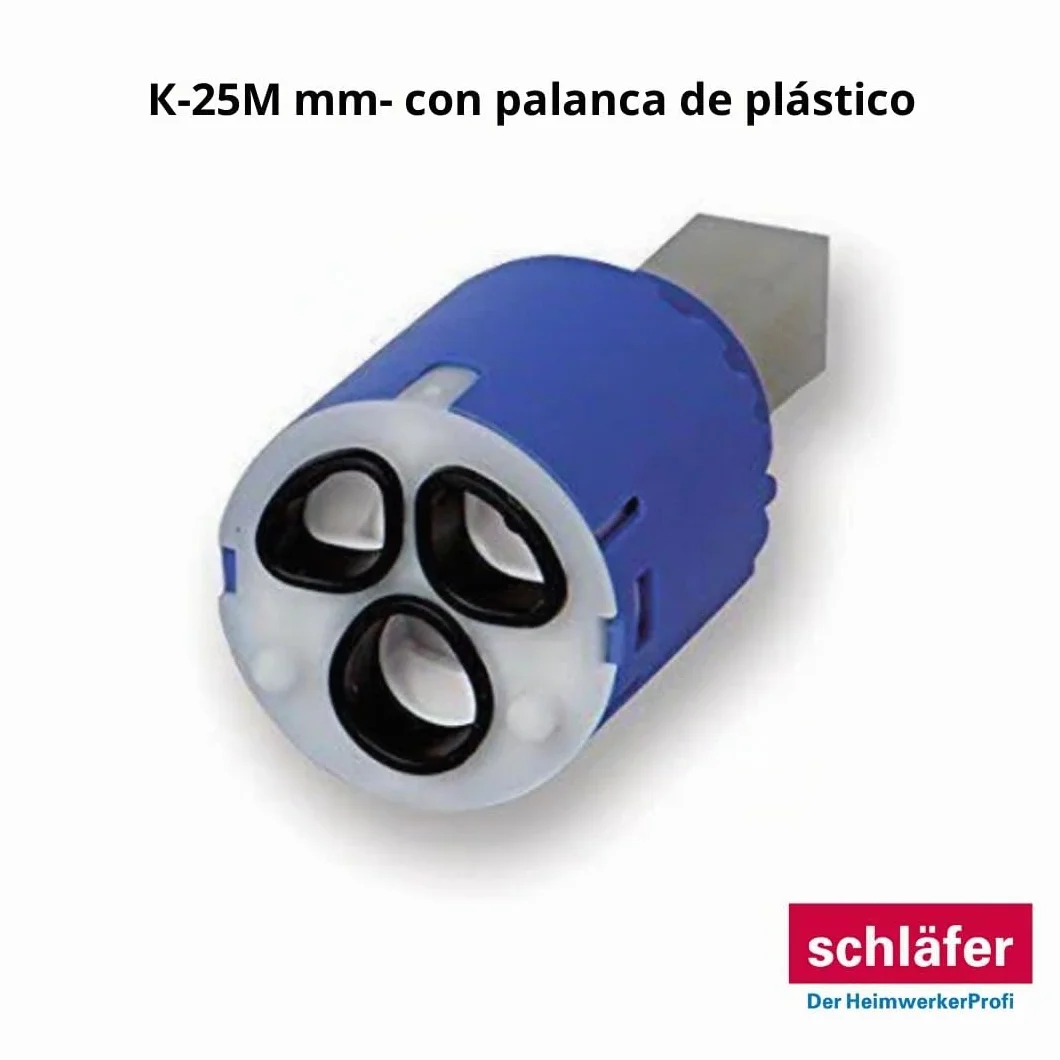 Schläfer 480039 | Cartucho de grifo mezclador de 25 mm, cartucho de repuesto de cerámica baja con 2 patas, para grifos mezcladores monomando de cocina, baño, ducha y bañera