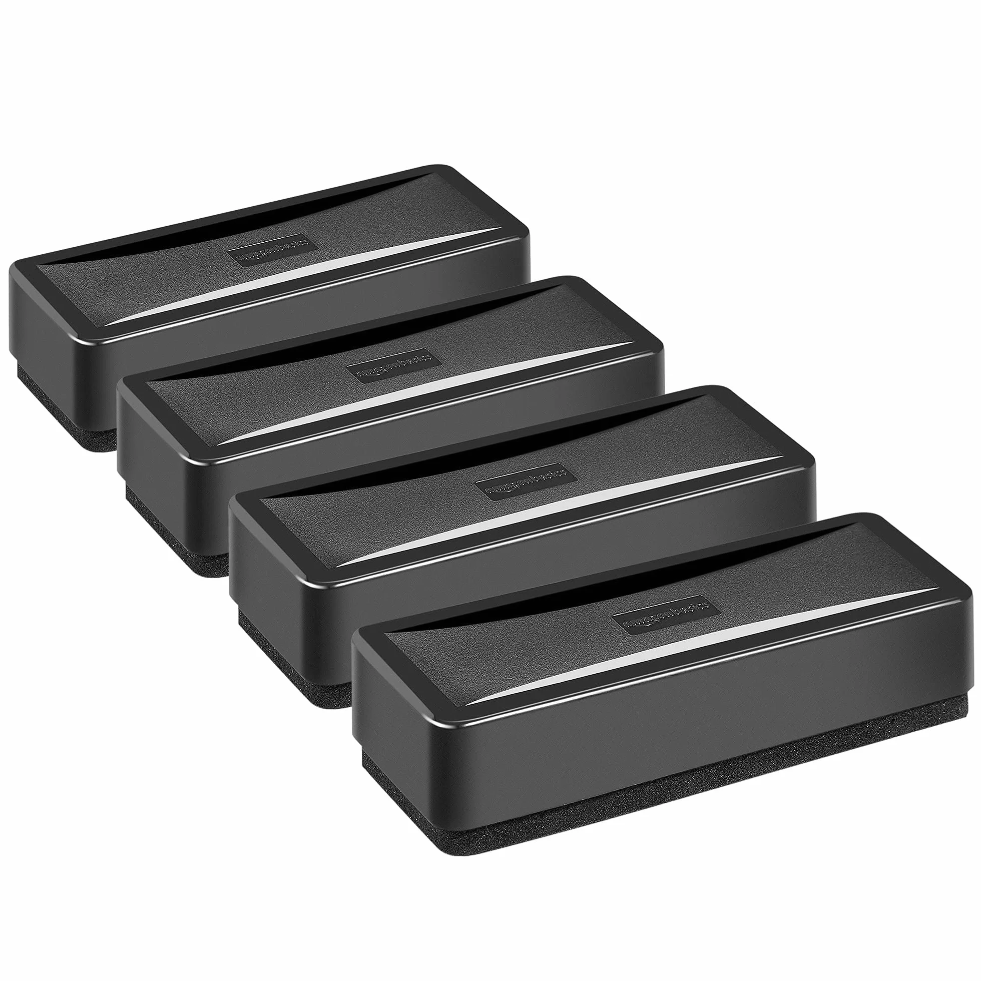 Amazon Basics Rectangular, Melamina - borrador para pizarra blanca, 4 Unidad, Negro