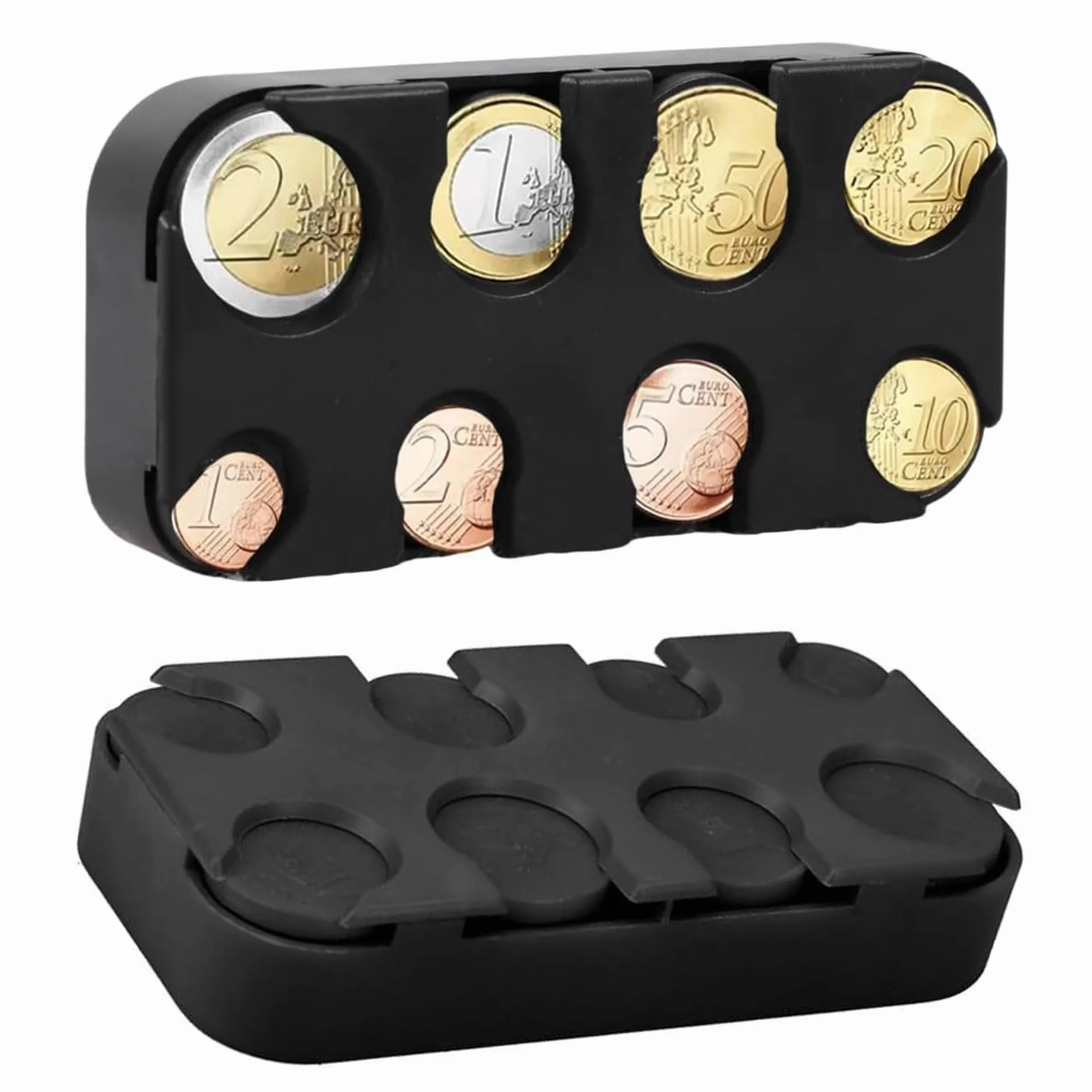 MOLIMOLI Clasificador Monedas Coche Portamonedas 8 Compartimentos Euro Almacenamiento Plástico