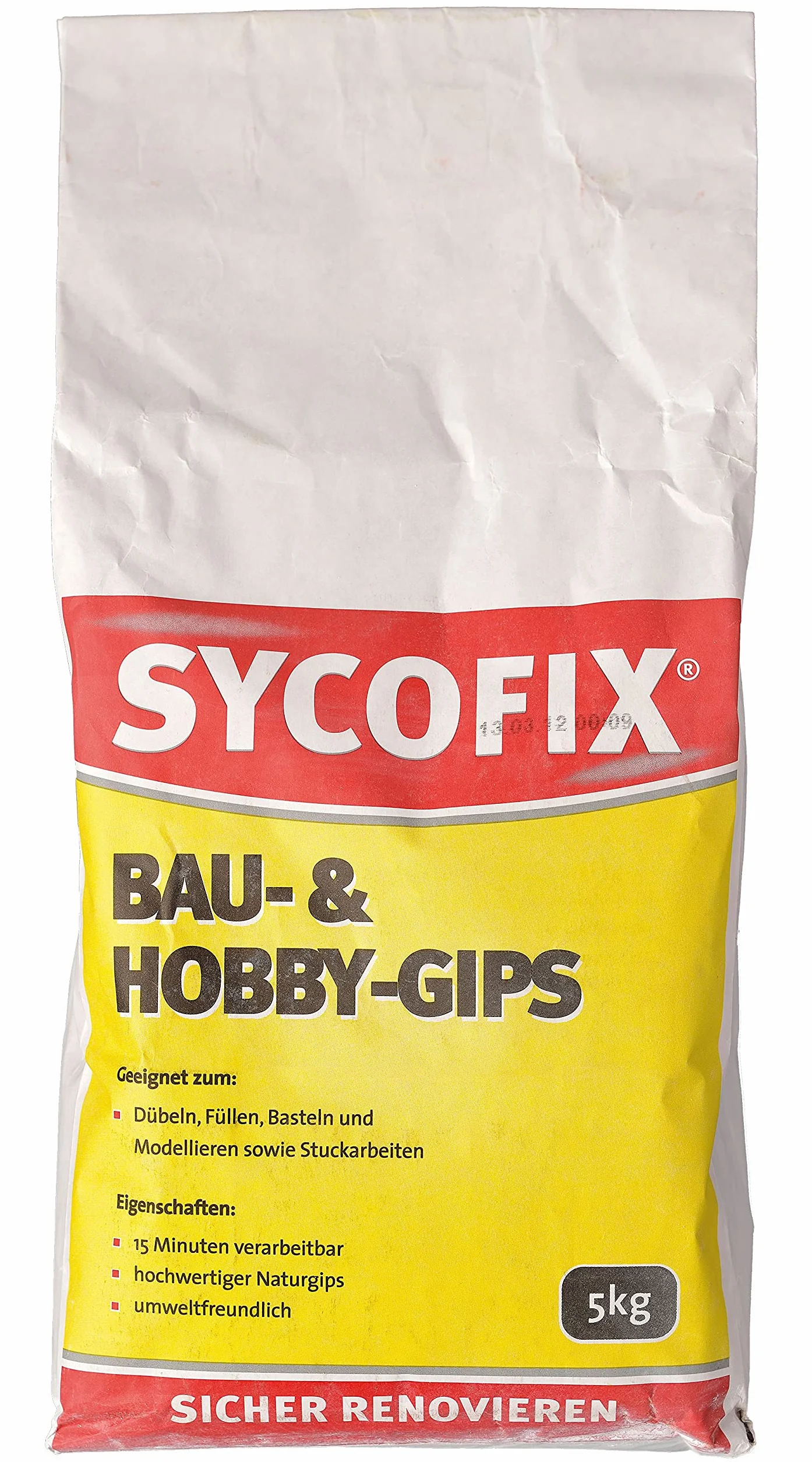 Yeso de construcción y hobby para insertar tacos, rellenar agujeros, manualidades y modelado, 5 kg