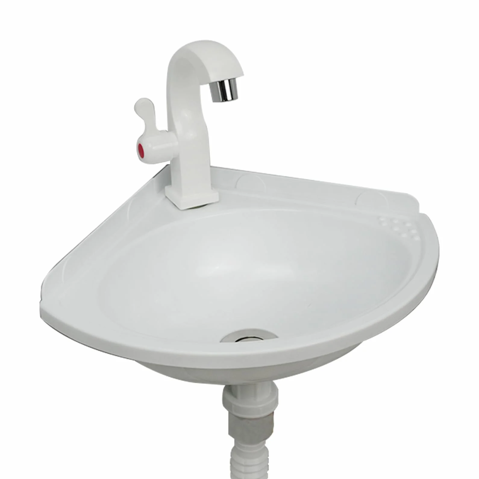Lavabos de Esquina Pequeño Engrosado Lavabo de Montaje en Pared, Moderno Fregadero Compacto de Baño con Grifo, Fregadero de Cocina de Plástico, Mini Lavabo para Jardín Camping RV