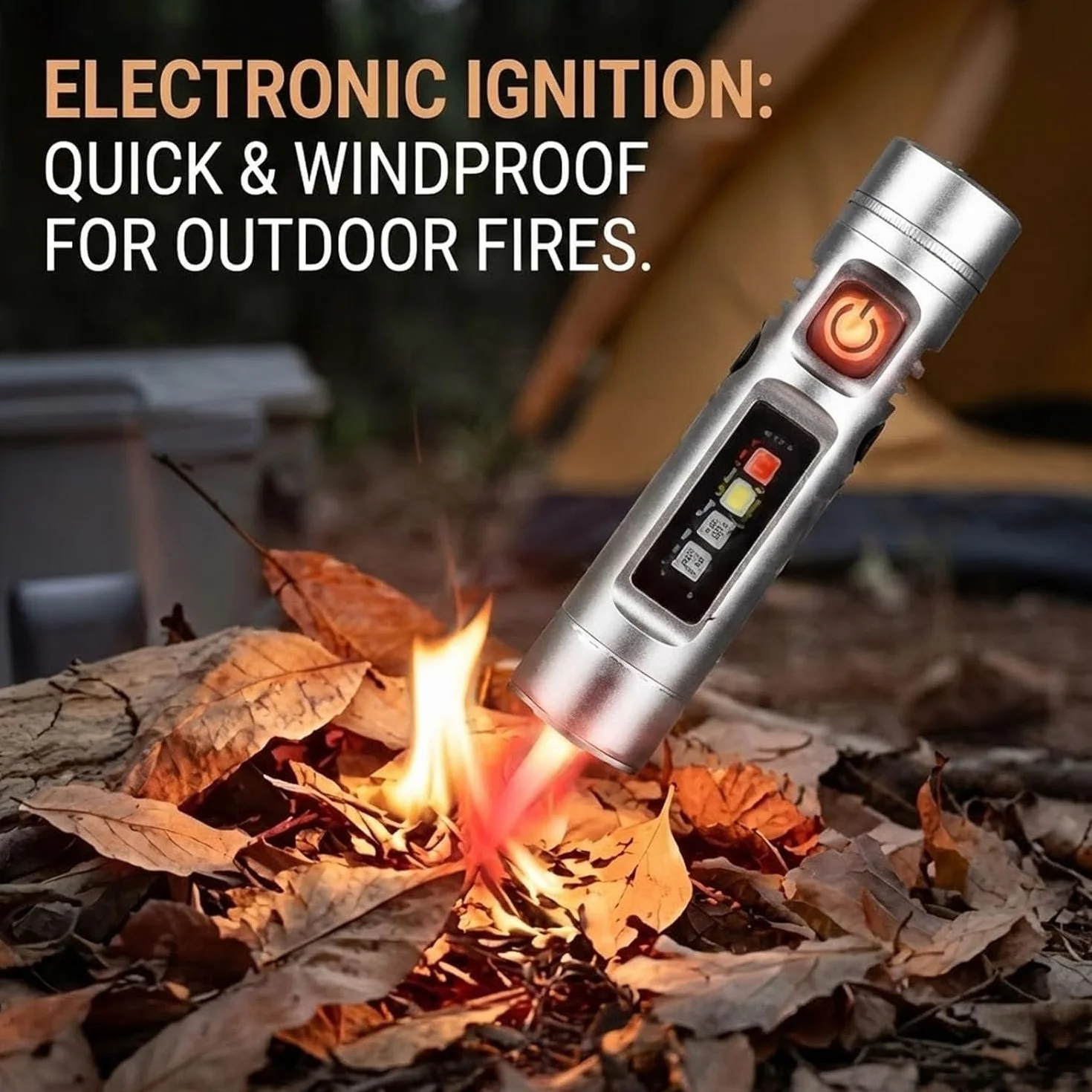 Pocket Rechargeable EDC Flashlight, 500 High Lumens Mini Keychain Light with Fire Starter & Window Breaker, 9 Lighting Modes, Compact LED Light for Camping, Hiking, Emergency (Black,Ignition type)