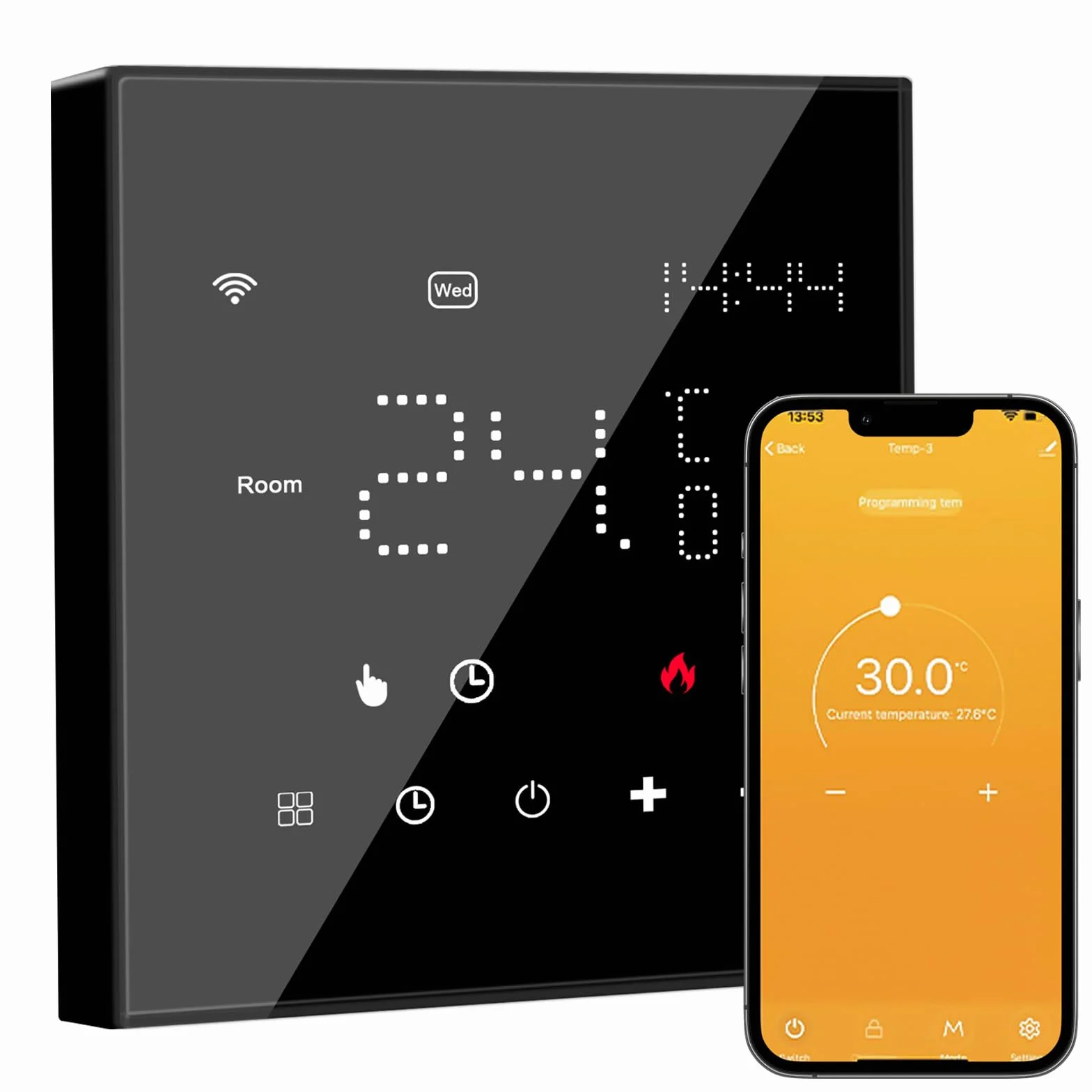 Termostato WiFi para calefacción eléctrica por suelo radiante, termostato inteligente, programable, termostato digital, compatible con Alexa Google Home Control por voz+App Remote, WiFi de 2,4 GHz