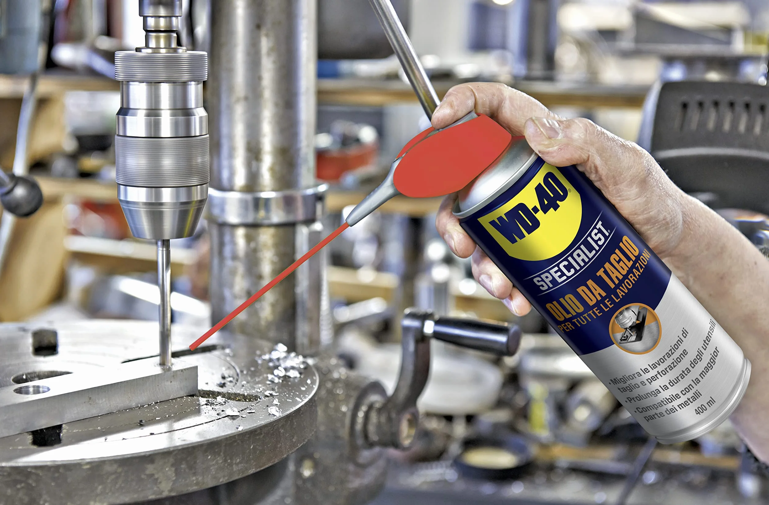 WD-40 Specialist - Aceite de corte - Aceite, maximiza la vida de los equipos de corte y perforación, taladros de columna y sierras - Pulverizador Doble Acción, Spray 360º - 400 ml