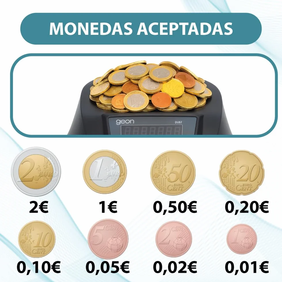Contador de Monedas Automático Clasificador 200 Monedas/Minuto Capacidad 300-500 Compatible EUR USD Pantalla LED RS232