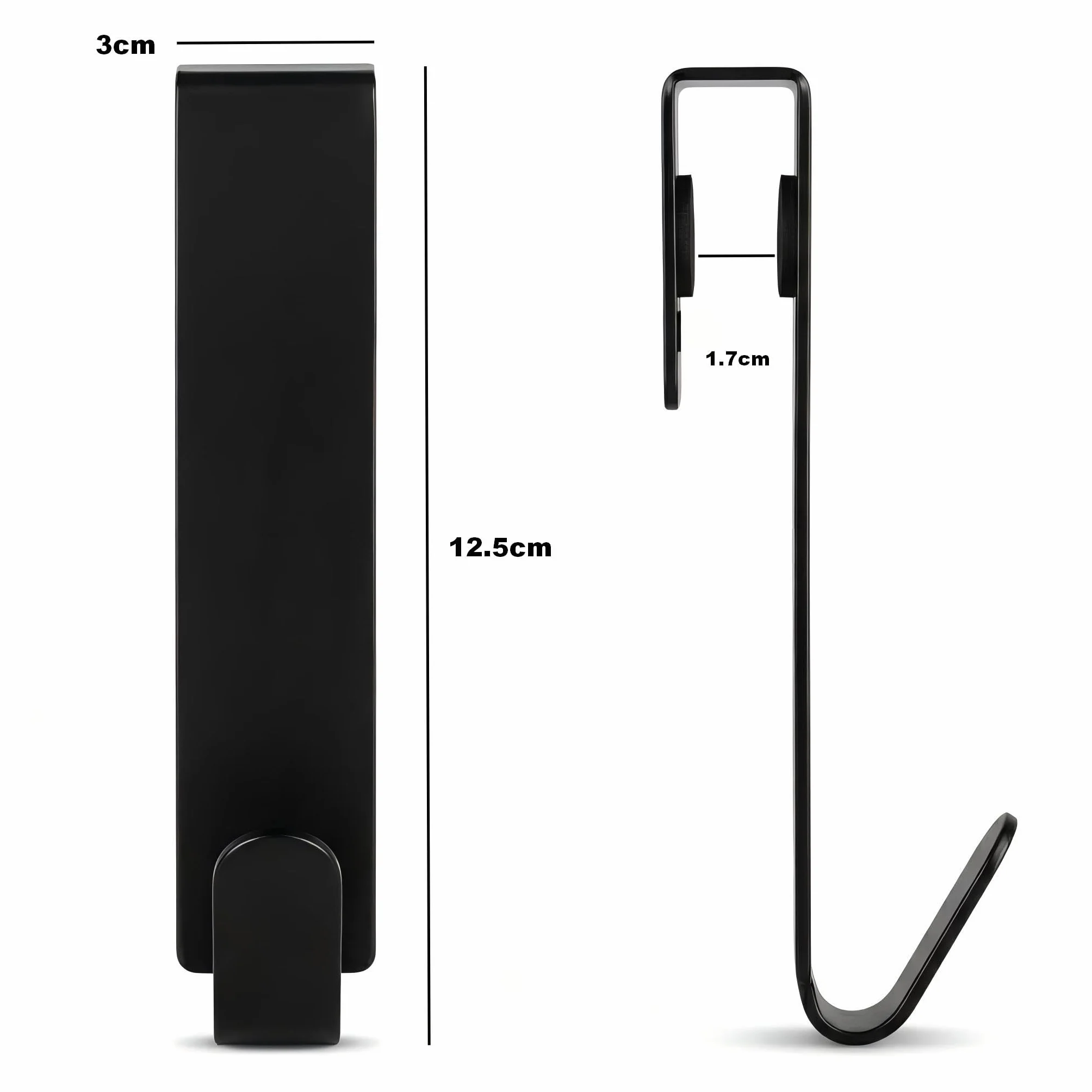 2 Piezas Gancho de DuchaNegros, Ganchos para Mampara de Ducha de Acero Inoxidable, Ganchos Mampara Ducha Puerta, Perchas Baño sin Taladro para Toallas Baño, Cristales de 0,6-1,7 cm de Grosor