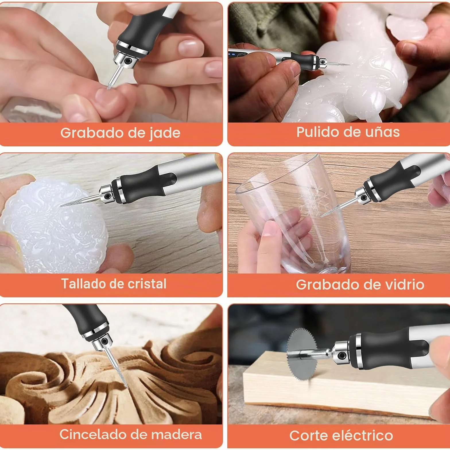 Kit de herramientas de grabado eléctrico de 60 piezas, bolígrafo de grabado recargable USB inalámbrico mini bolígrafo grabador rotativo para arte DIY, grabado en vidrio, madera, metal, piedra