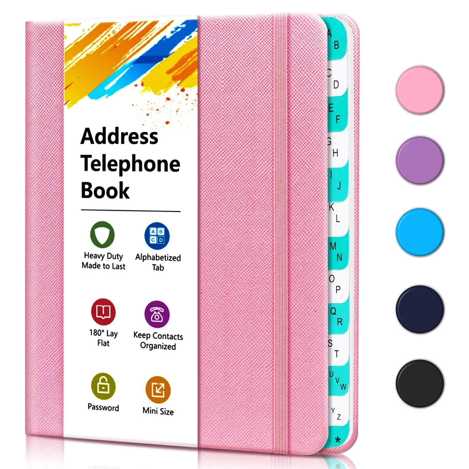 BLESWIN Agenda Teléfono Tapa Dura Índice A-Z Organizador Rosa