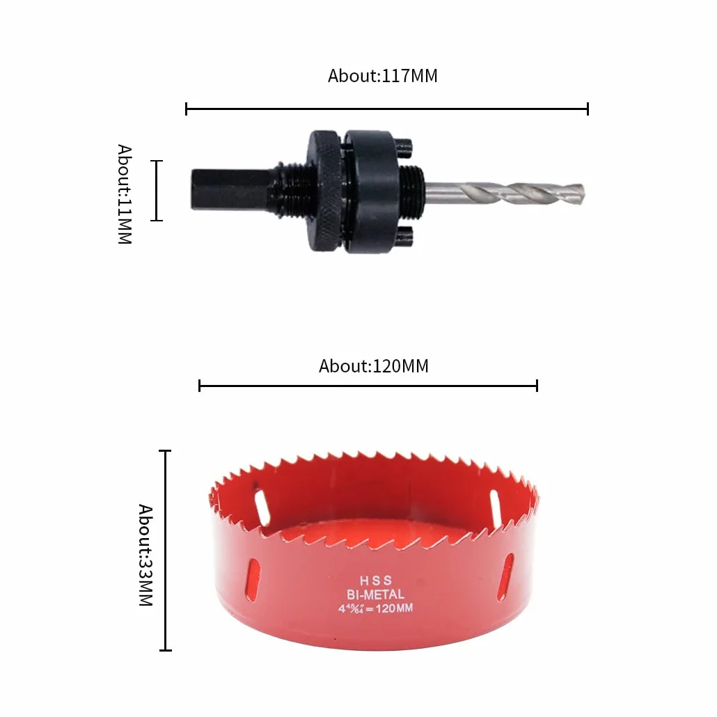 Corona 120mm, LAIWEI Cortador de agujeros de eje resistente para perforar madera, perfil de aluminio, PVC y otros materiales