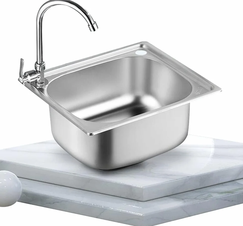 Fregadero De Cocina Pequeño, Cuenco Individual Fregadero De Acero Inoxidable Autocaravana Para Instalación Empotrada Y Bajo Cubierta Escurridor Reversible Con Abrazaderas Para Tubos De De
