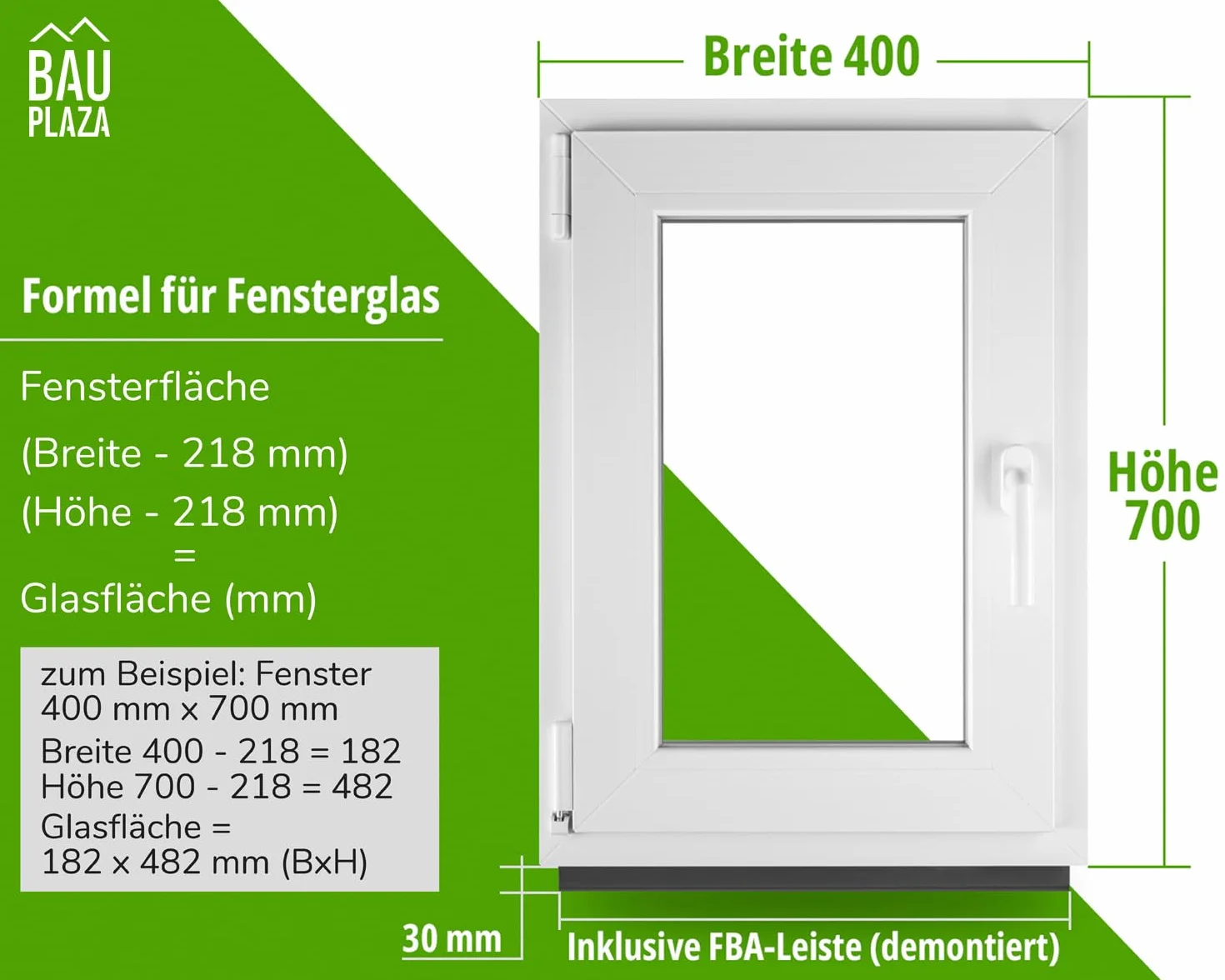 Kunststofffenster BxH 50 x 80 cm Weiß - Dreh-Kipp Kellerfenster DIN Links - 2-fach Verglasung 32 mm - Wärmeschutz & Schallschutz - PVC Fenster für Haus, Keller, Garage