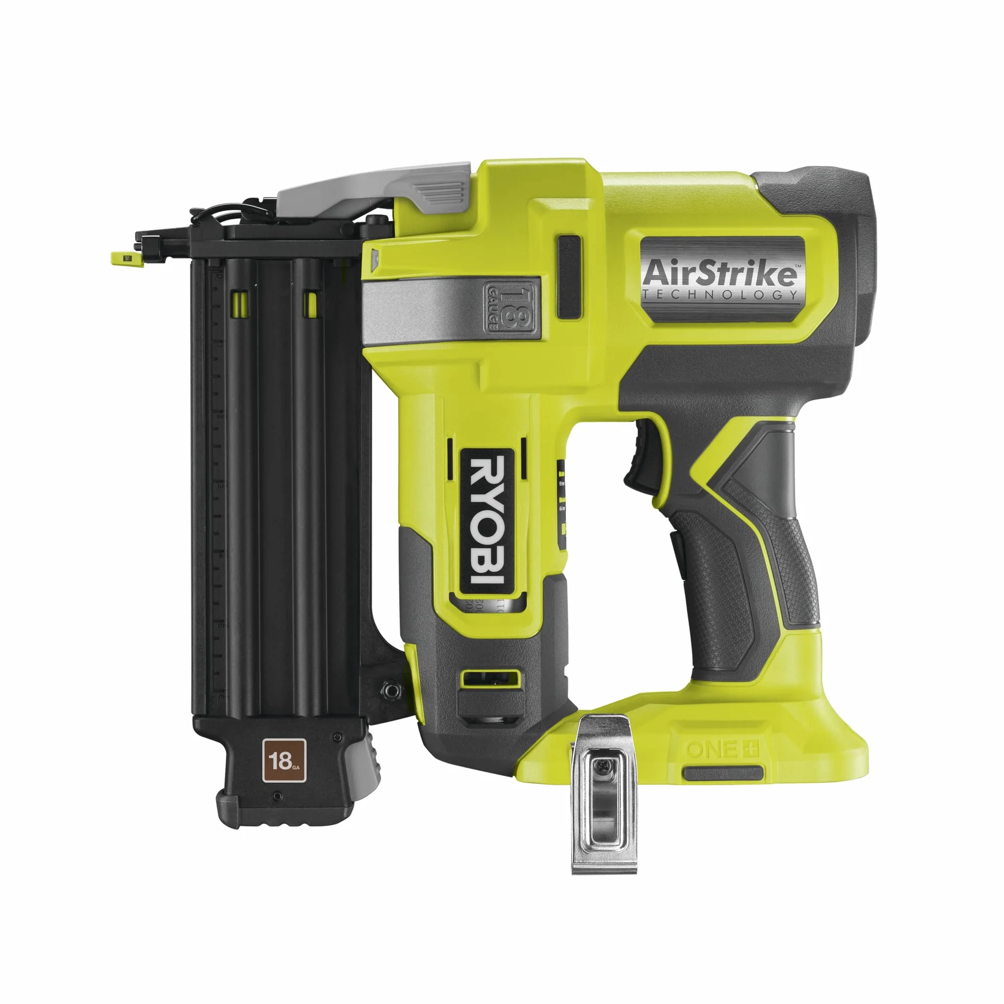 RYOBI - Clavadora 18G de Aire Comprimido 18V ONE+ para Sacar Clavos de 15 a 50 mm sin Compresor ni Cartucho de Gas - Sistema de Liberación de Clavos (Batería y Cargador no Incluidos) - R18GN18-0