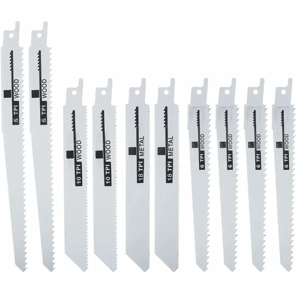 10 Piezas Hoja de MúLtiple de Manual Hojas de Alternantes de Sable para Cortar Madera Metal Tubo de PVC Accesorios de Herramientas EléCtricas