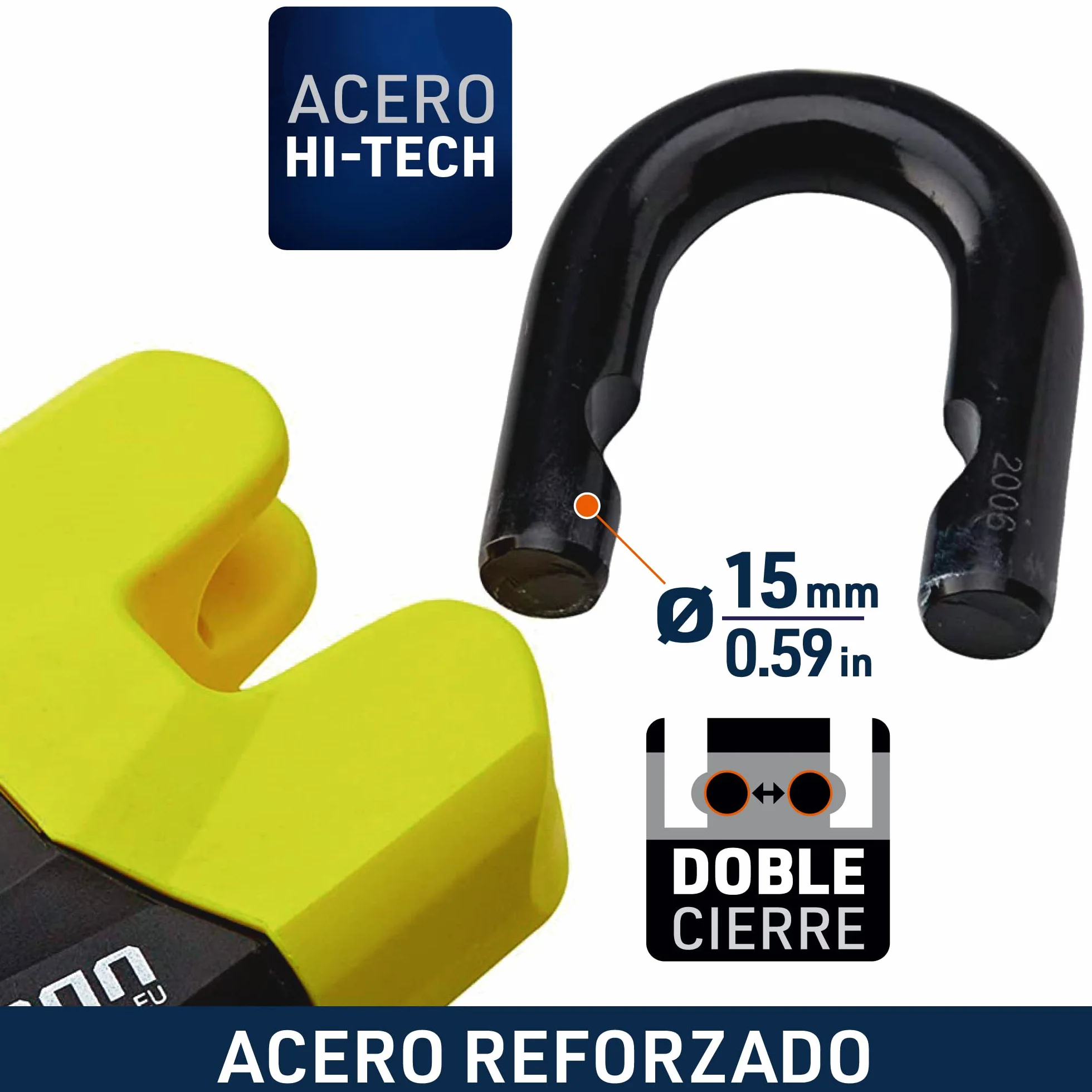 URBAN U8K100 Candado Moto Cadena Antirrobo, Homologación SRA Alta Seguridad, Acero Endurecido ø15, Doble Cierre, Cerradura Anti-Ganzua Anti-Taladro, 100cm para Anclaje Garaje Moto Bicicleta Eléctrica