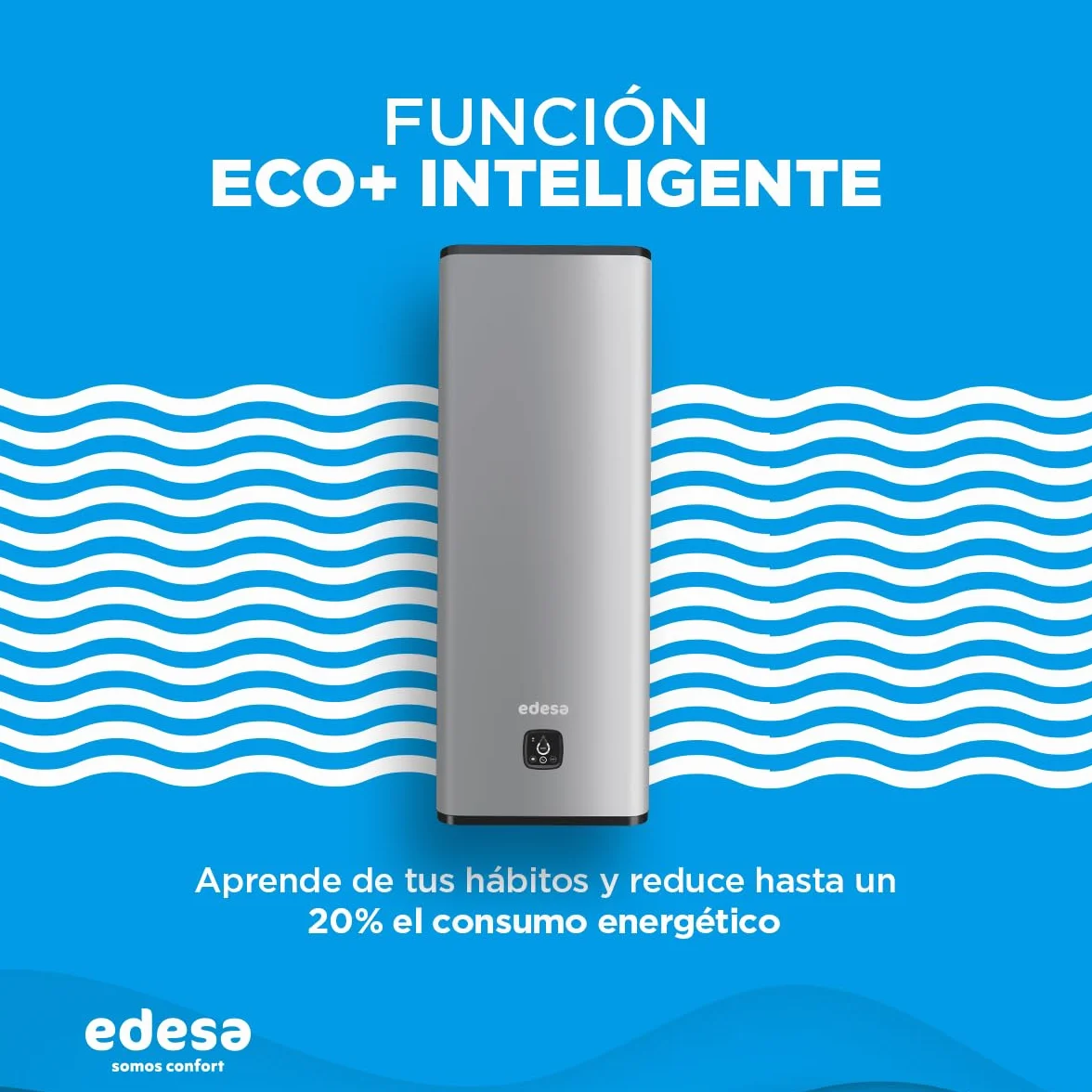 Edesa Flat 50 Wifi, termo eléctrico 50 litros, Calentador de agua horizontal o vertical, medidas 76,5 x 490 x 310cm, Fabricado para ser instalado en España