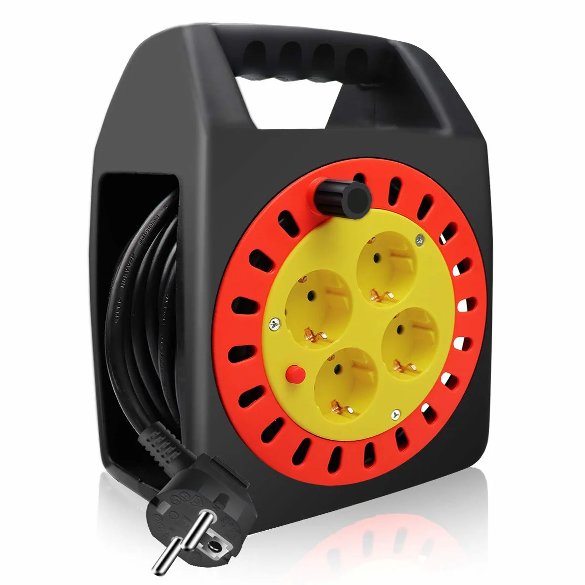 ExtraStar Cable de alimentación de bobina enrollable de 20 metros y 4 enchufes (2P+T) (20M) …