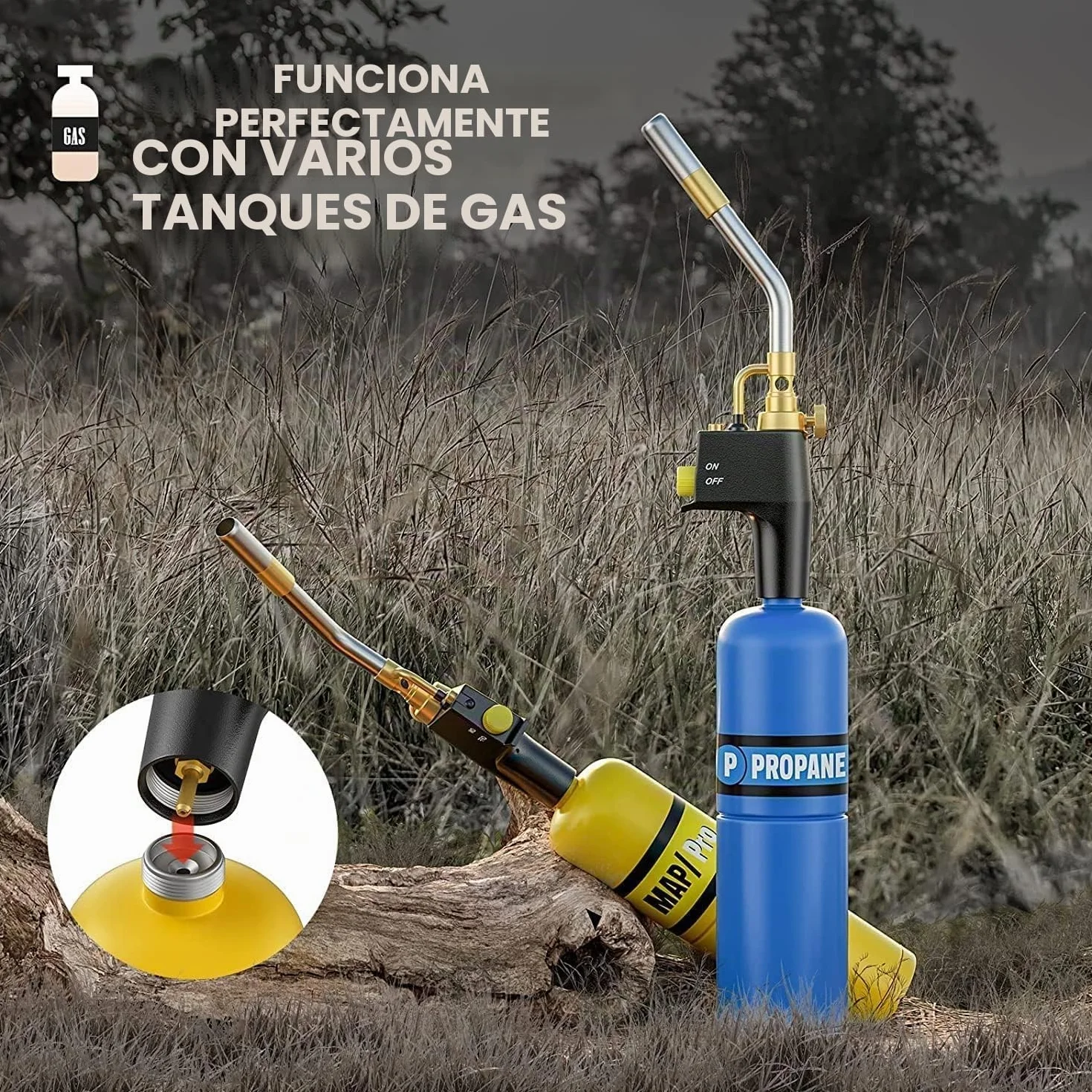 Antorcha de Propano MAPP, Antorcha de Gas Portátil para Trabajos Pesados, Soldadura de Plomería, Soldadura Fuerte, Soplete, Soldadura a Gas de Alta Temperatura, Antorcha de Soldadura