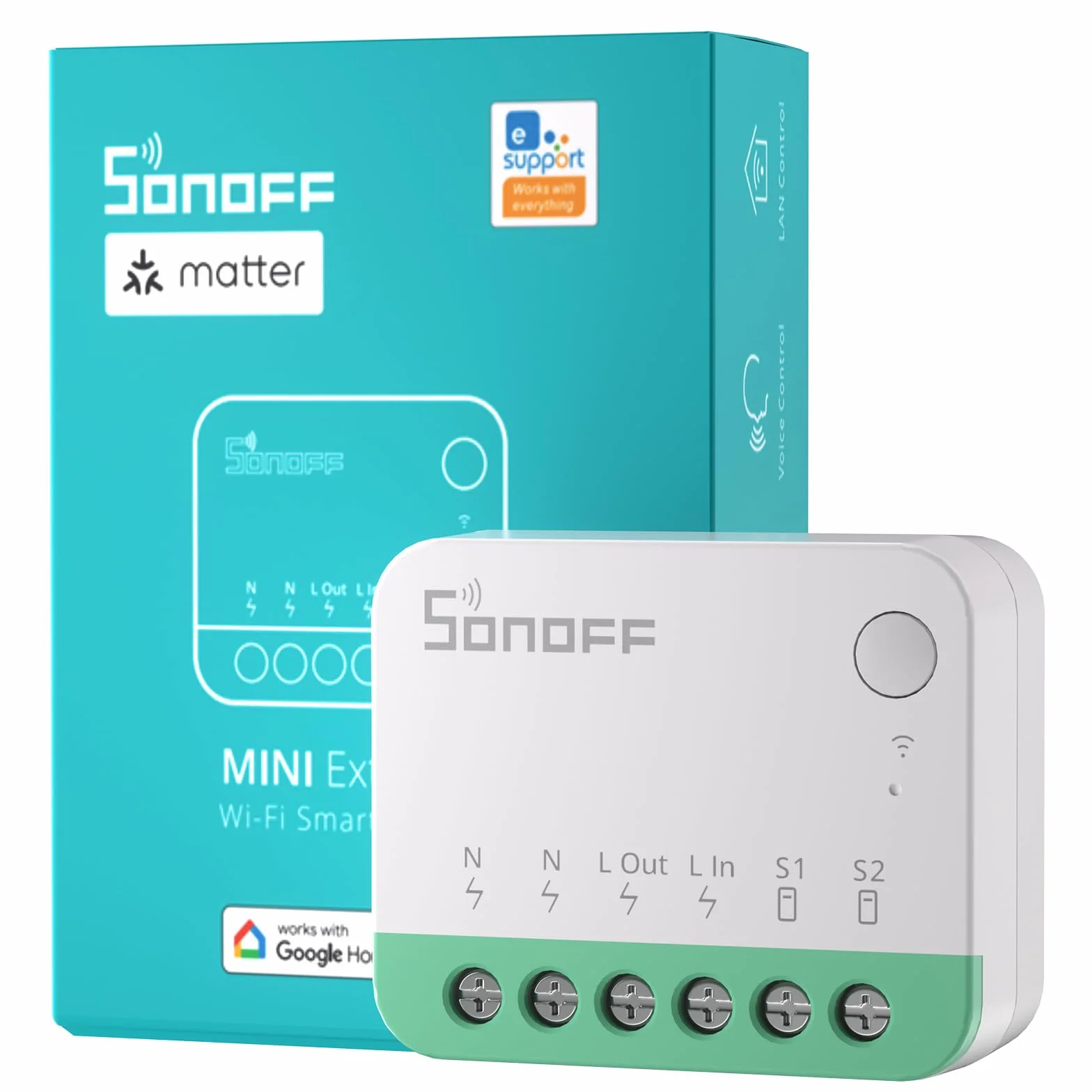 SONOFF Matter Interruptor WiFi Inteligente, DIY Rele WiFi, Funciona con Apple Home, Alexa, Google Home, Requiere Neutral