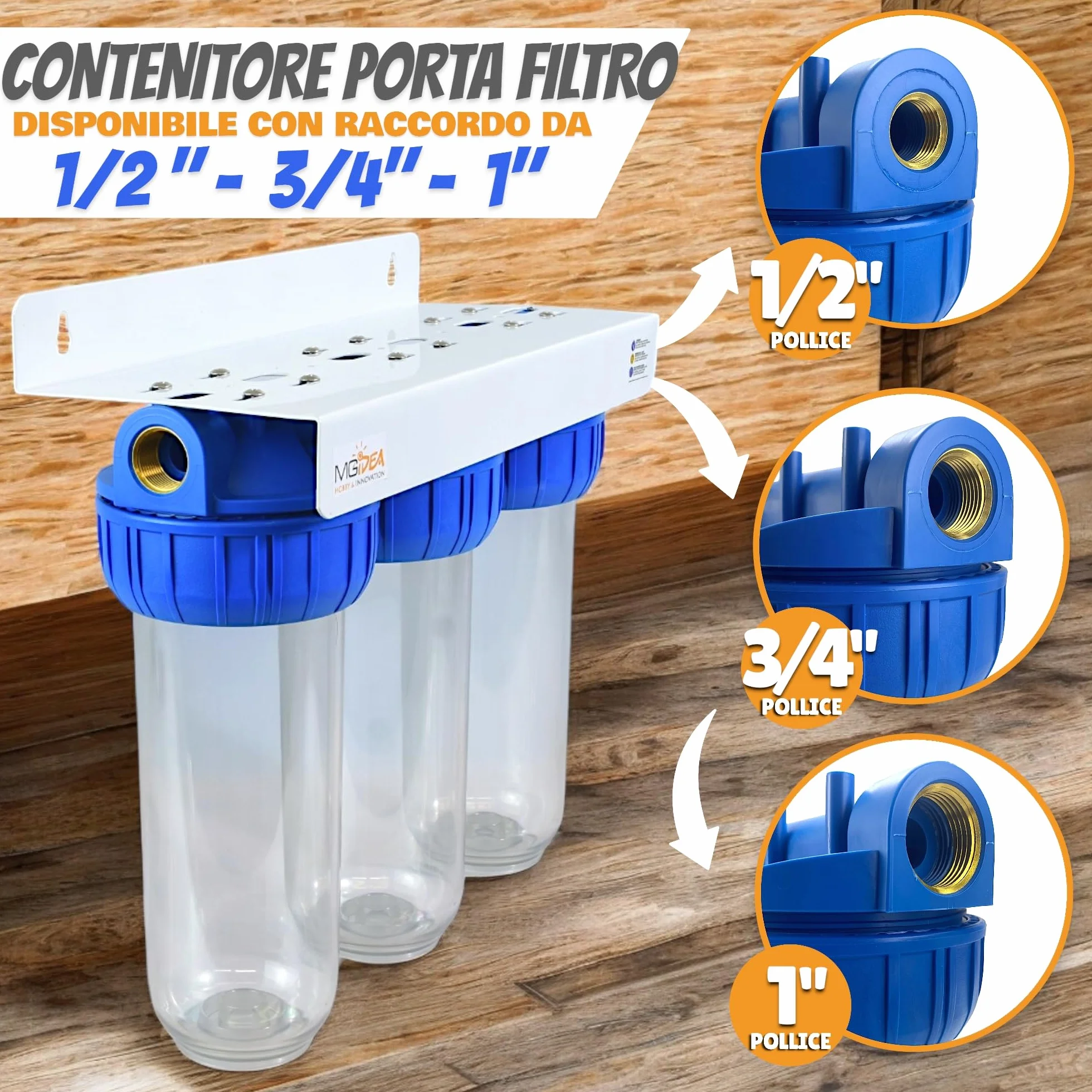 Sistema Portador de Filtro para Agua, Ampolla de 254mm (10"), Transparente (3^ ETAPAS - 1")