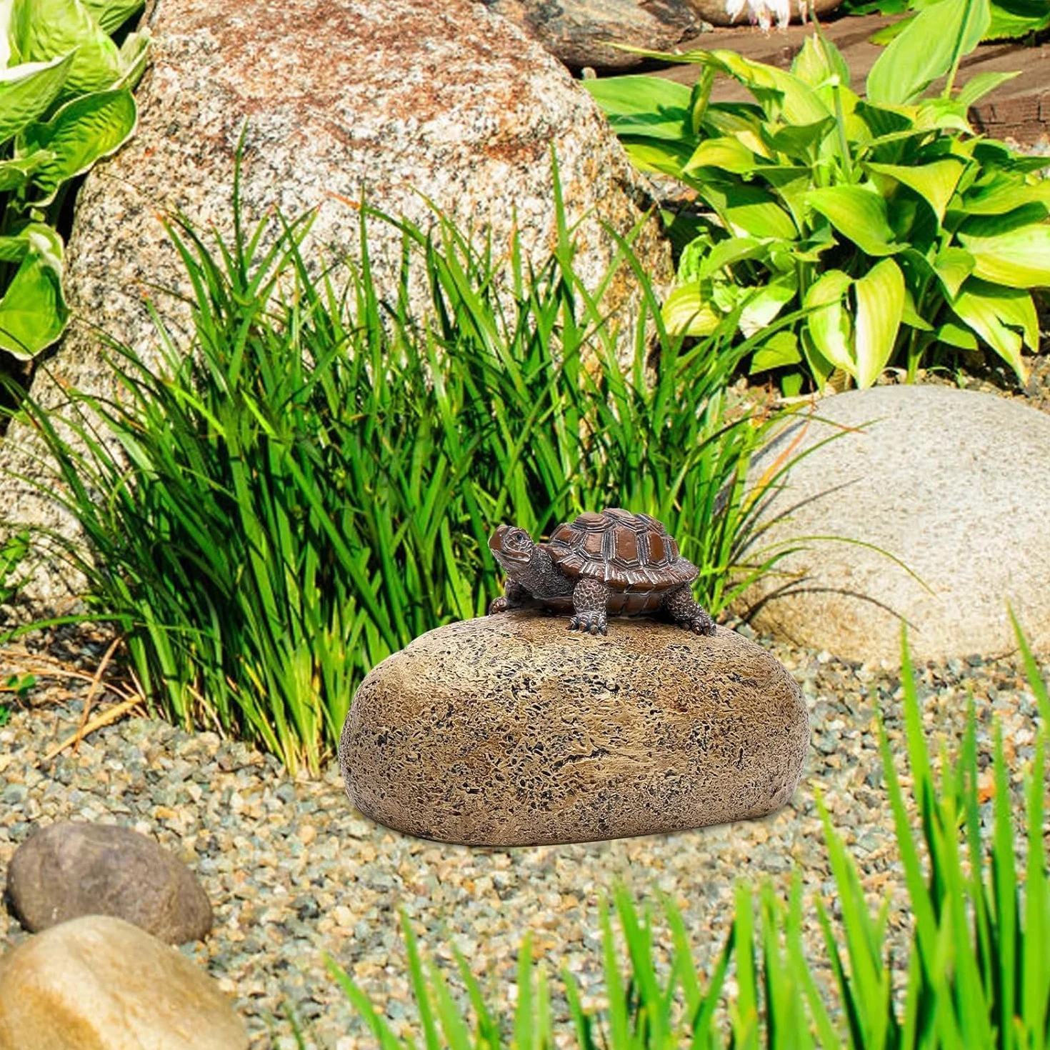 Escondite para Llaves al Aire Libre, Piedra con Compartimento Secreto de Resina, Diseño de Tortuga, Resistente a la Intemperie, Ideal para Exteriores, Jardín, Garaje y Patio