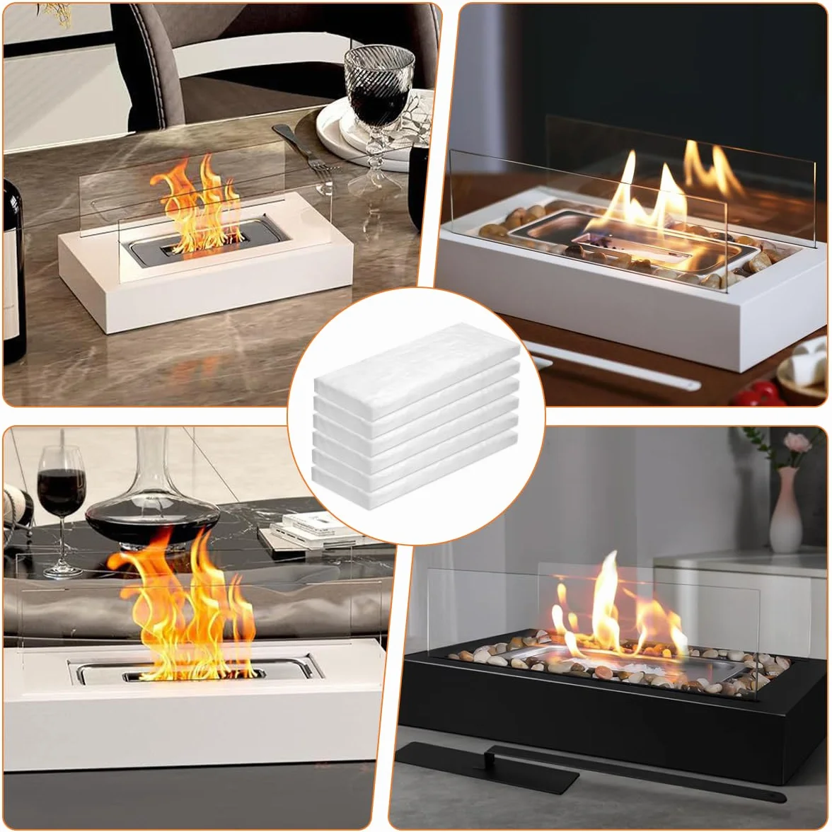 Lana cerámica de 6 piezas – Lana cerámica para chimenea de bioetanol y chimenea de mesa de bioetanol, resistente al calor, cortable, ideal para chimenea de mesa de etanol, alcohol de quemar y chimenea