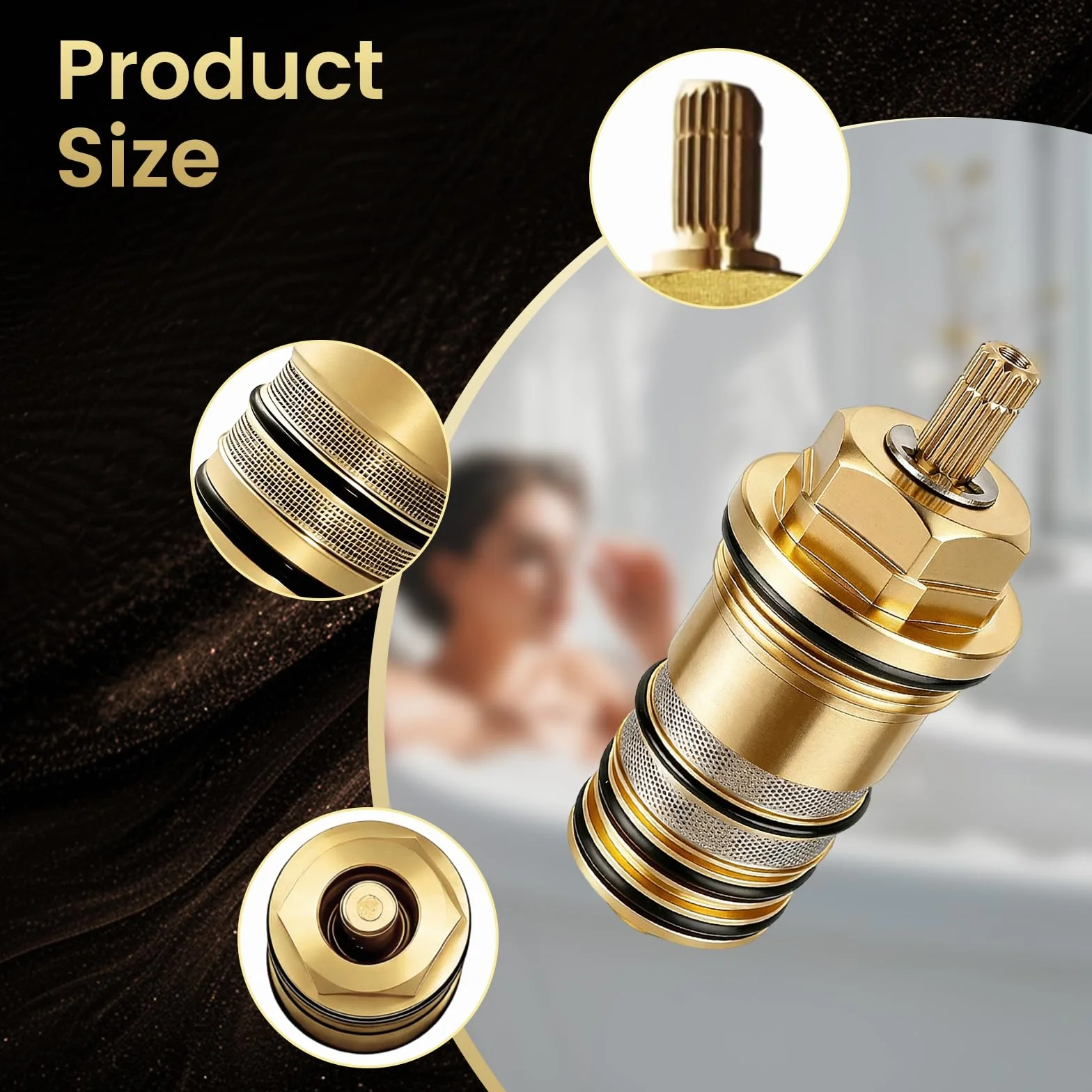 Cartucho termostático 94282000, unidad reguladora de temperatura compatible con Hansgrohe Ecostat y llenadores de baño termostáticos de 2 y 3 orificios, válvulas de compuerta de 3/4 pulgadas en latón