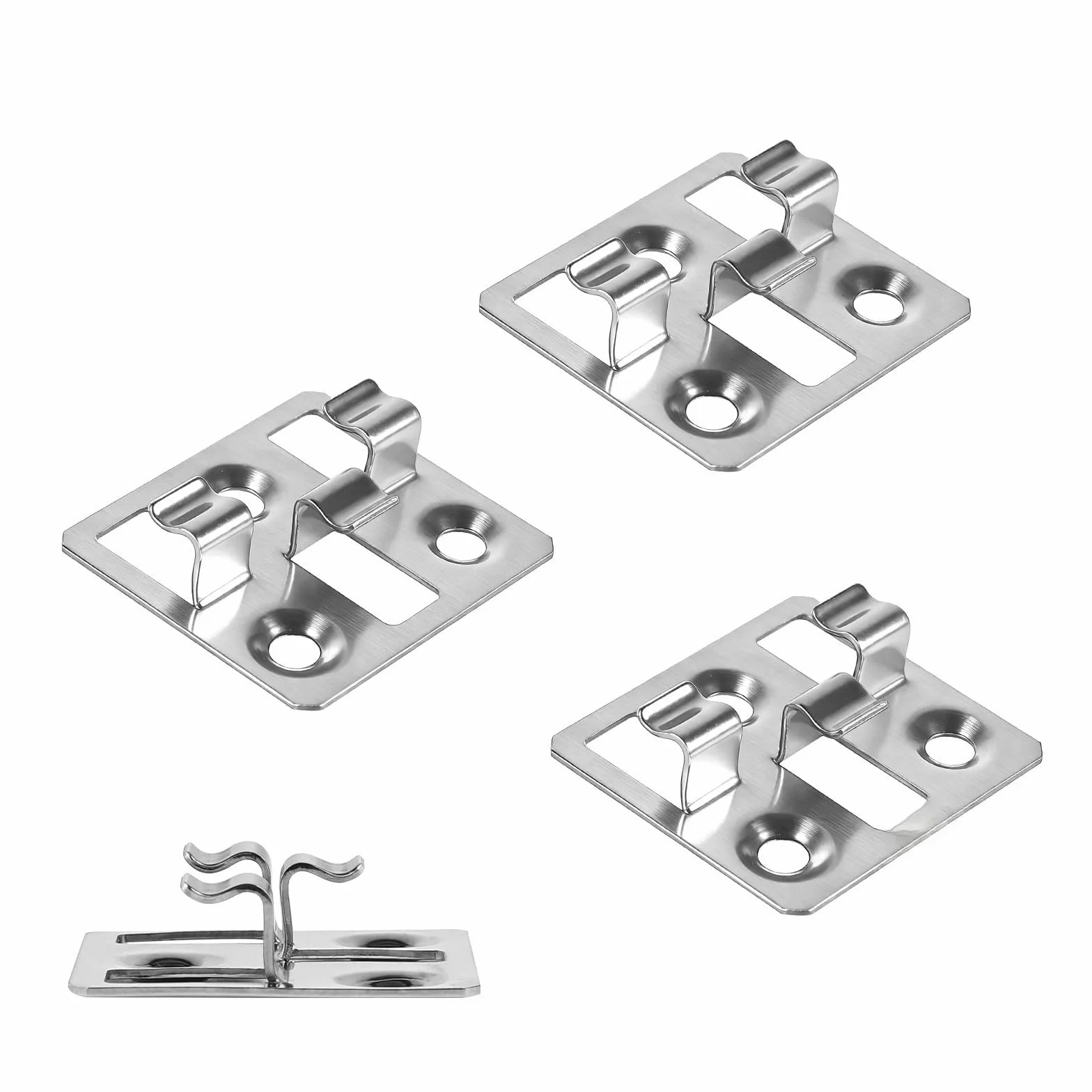 100 unidades Clips de fijación para tarimas WPC en acero inoxidable, Clips ocultos, Separadores para fijación de tarimas WPC/BPC (Plateado, Espacio 3mm, Altura 7mm)