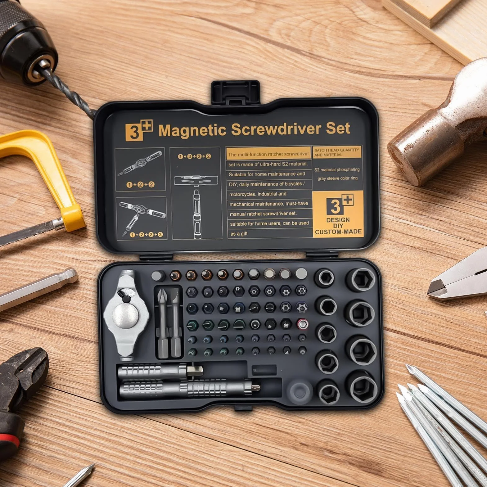 Juego de Destornilladores con Trinquete Magnético Kit Multifunción de | Mango Ergonómico para Destornillador para Hogar Garaje Electrónica Reloj Coche Electricista Hombre