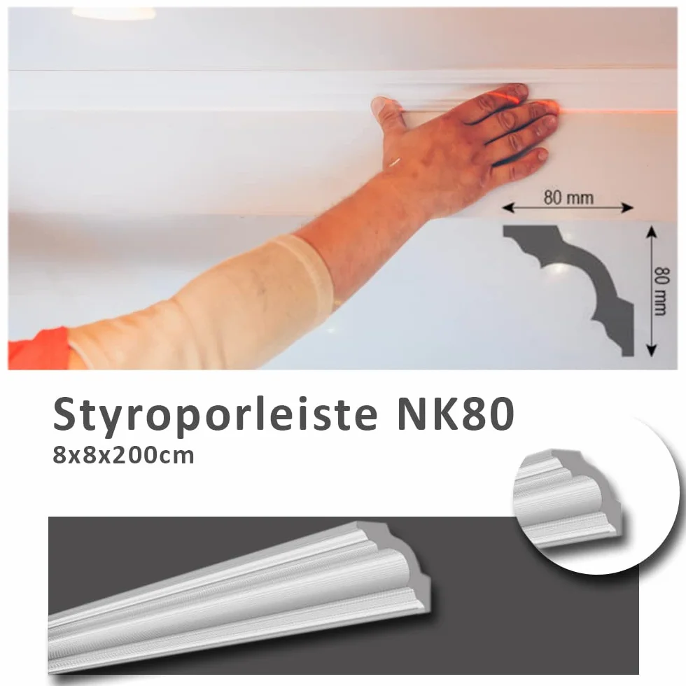Listwy sufitowe XPS NK80 4m 80x80mm biały