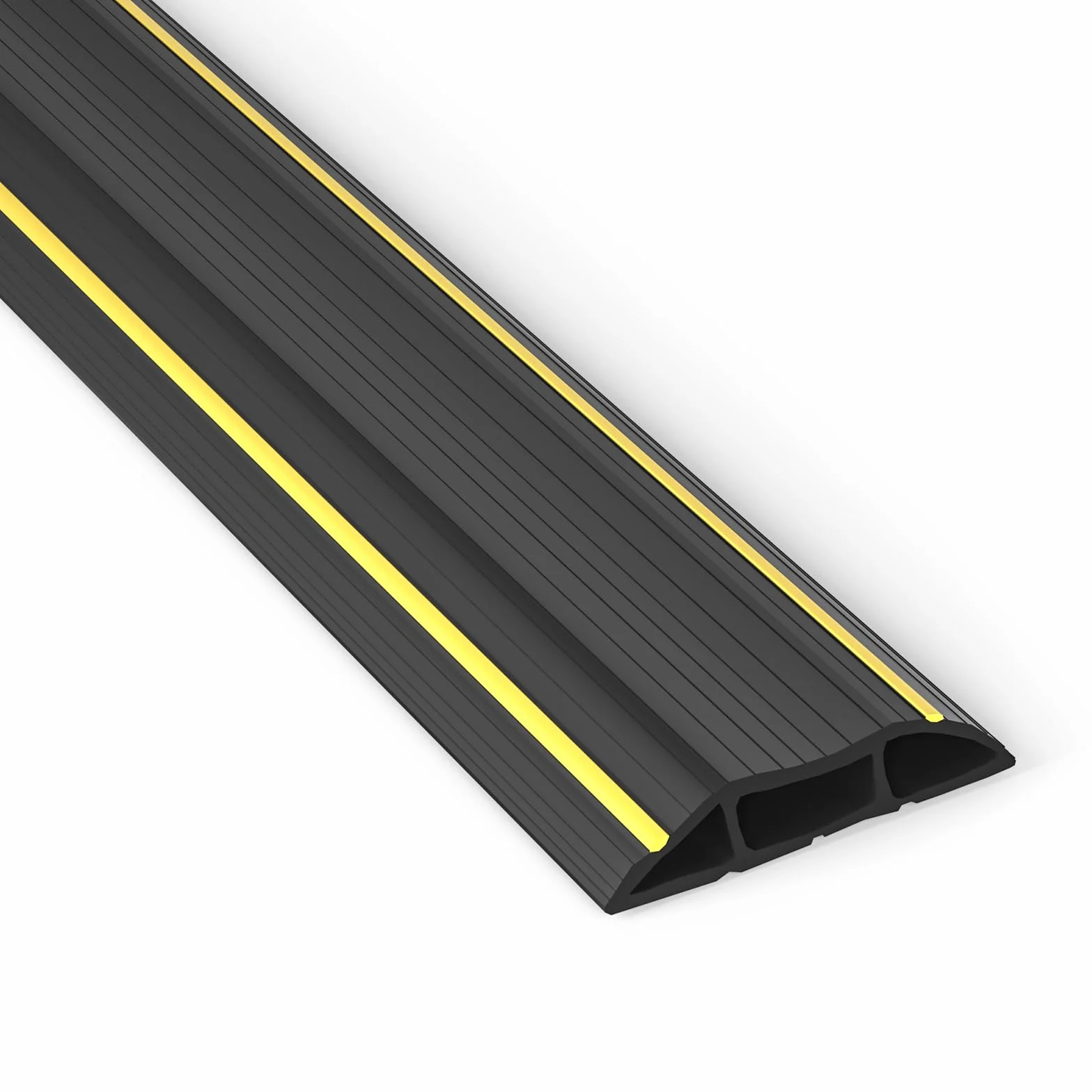 AGPTEK 2.3M Canaleta Pasacables de Suelo, Protector de Cables para Suelo, Ideal para el Hogar, la Oficina, Lugar de Trabajo, Almacén, Conciertos - Color Negro y Amarillo