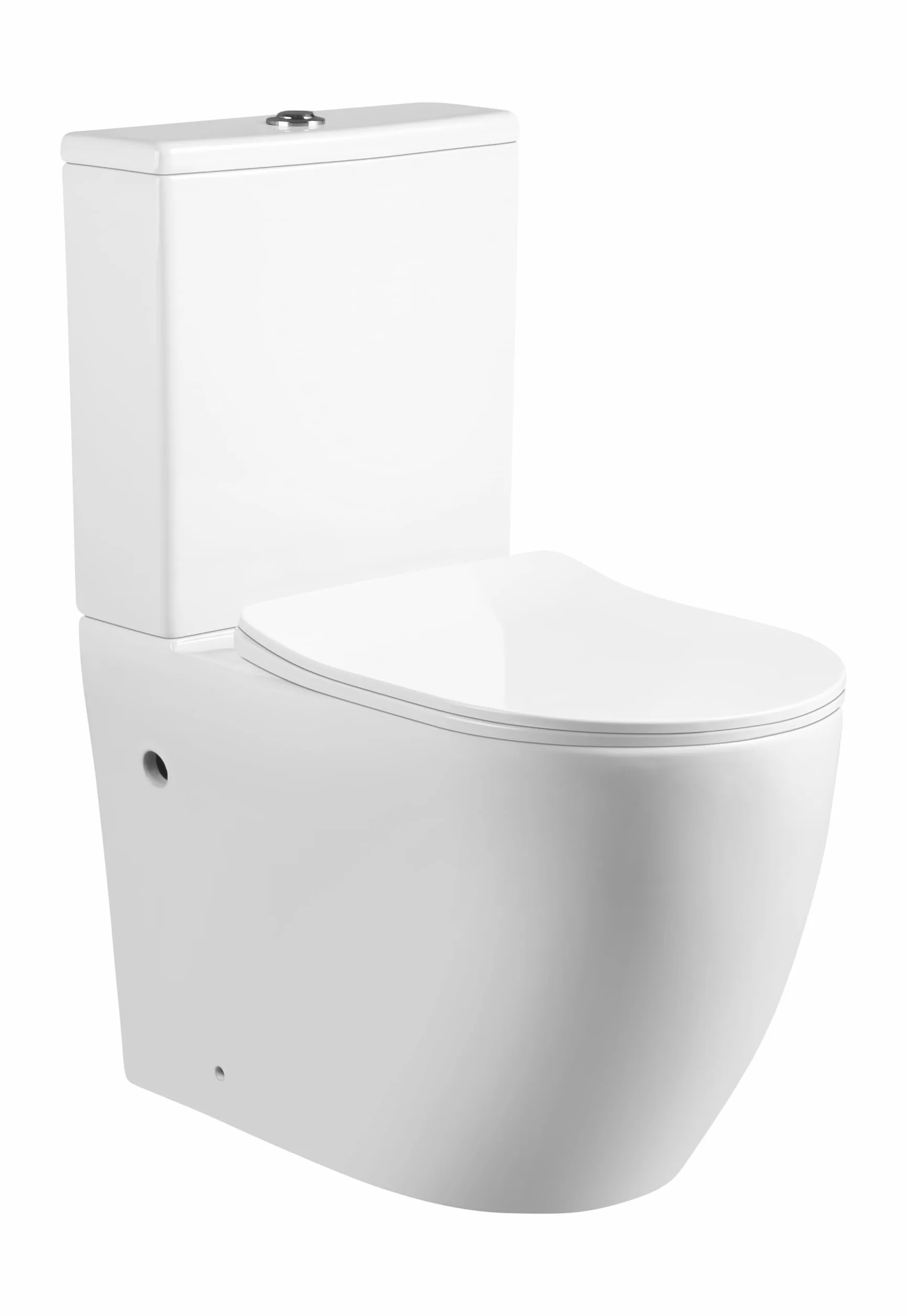 WC Inodoro Completo con Sistema Rimless Antibacterias | 605×370×800 mm | Váter de Baño de Cerámica, Tapa Dura Extrafina UF Amortiguada, Retrete de Doble Descarga y Ahorro de Agua (Blanco)