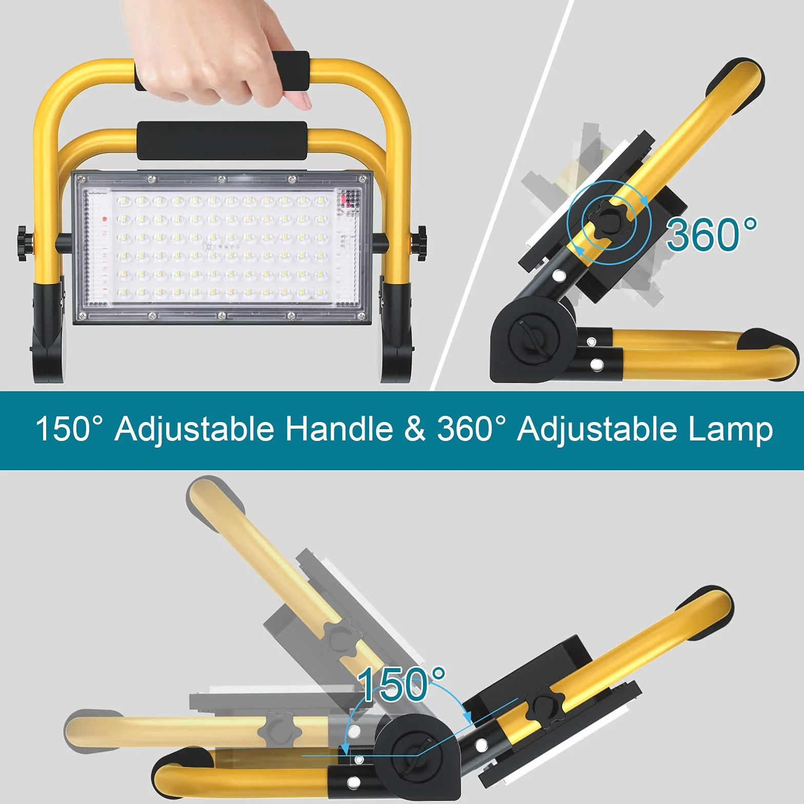 ERAY Foco LED Recargable, Foco LED Batería 13500mAh/8000 Lúmenes/4 Modos de Luz/Panel Solar/Mando a Distancia, Luz de Trabajo Portátil Recargable Ideal para Camping, Emergencia, Trabajo, Pesca