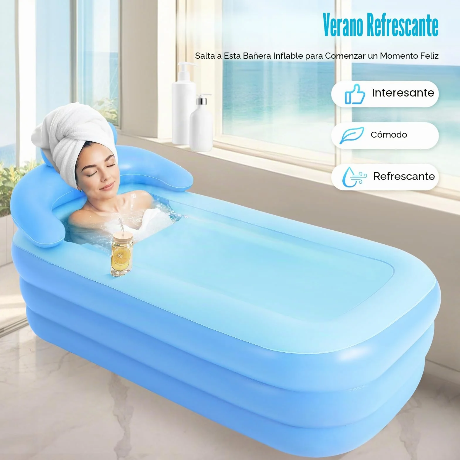 Bañera Inflable, PVC Plegable Adultos Bañera de Ducha Bañera de Ducha Móvil Portátil para Spa Baños de Hielo Camping 160 x 84 x 64 cm