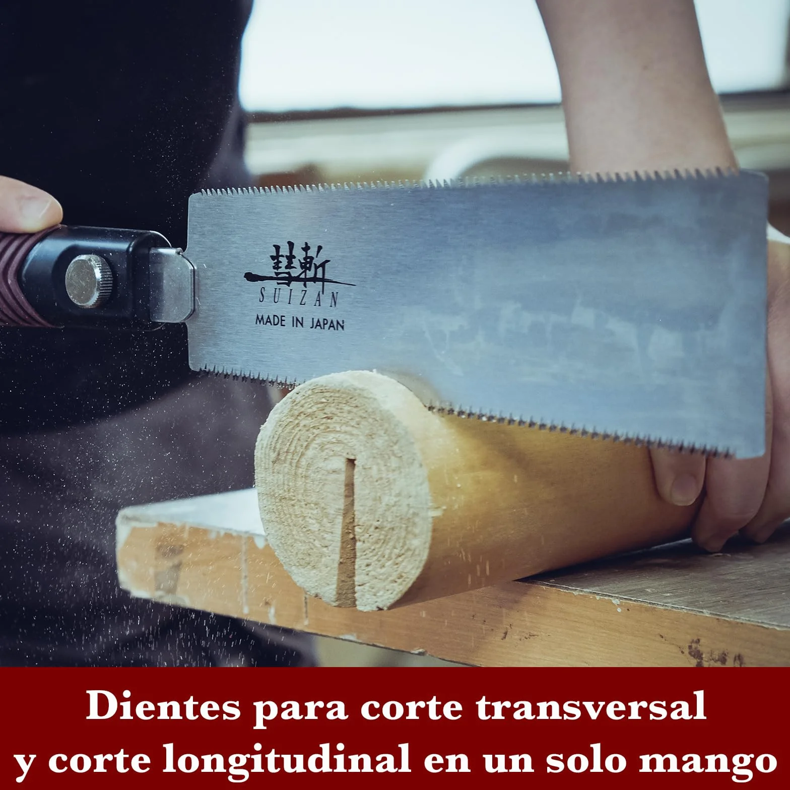 SUIZAN Ryoba Sierra japonesa de doble filo 210mm - Serrucho de mano profesional Herramientas carpinteria madera