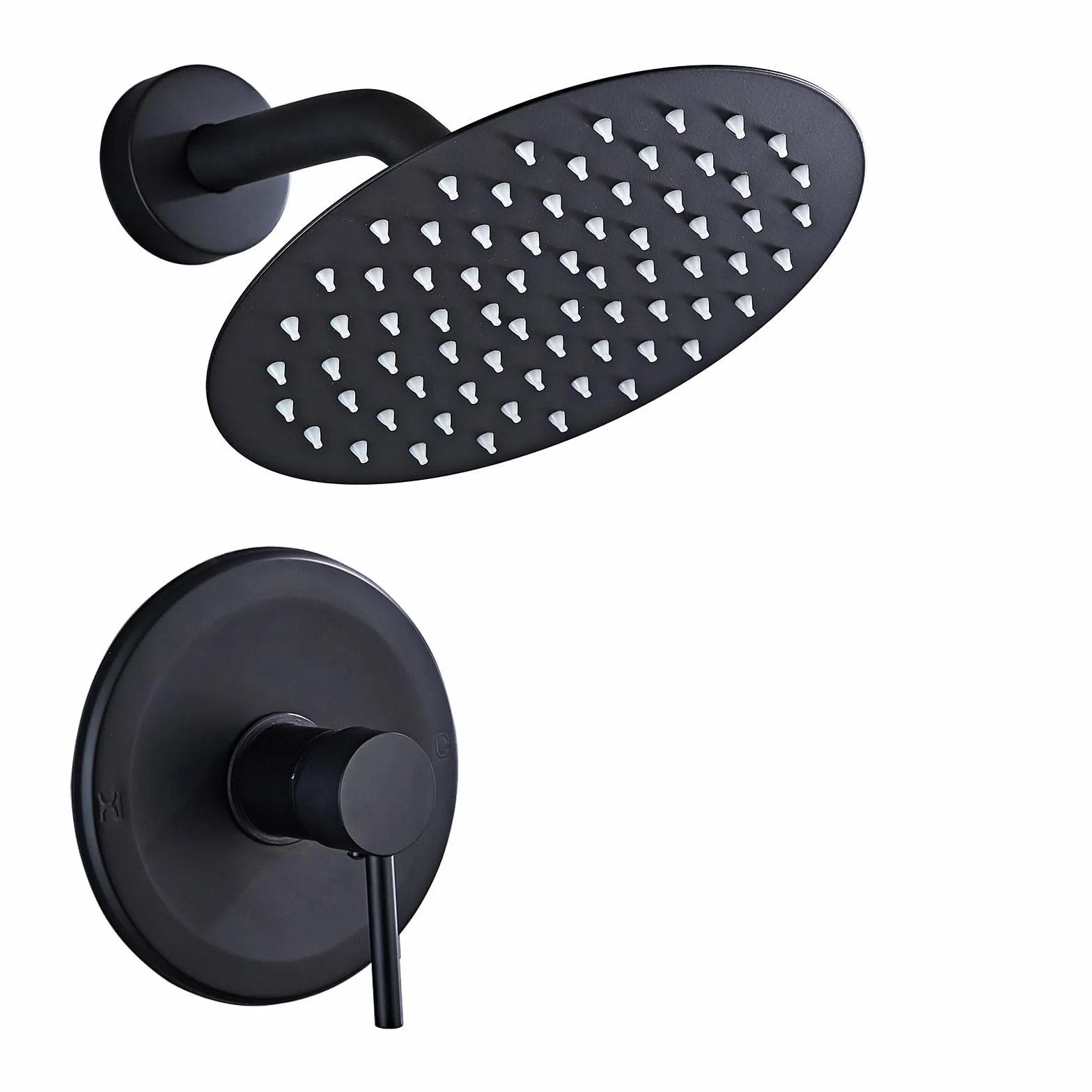 Grifo Ducha Empotrado Negro 20cm Ducha de Lluvia con Alcachofa