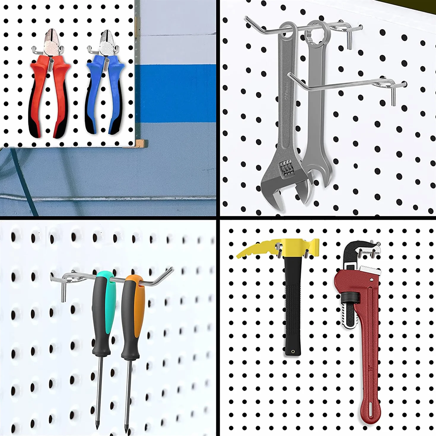 Accesorios para Tablero Perforado, Ganchos, 50 Piezas (5cm+10cm) para Exposición y Herramientas