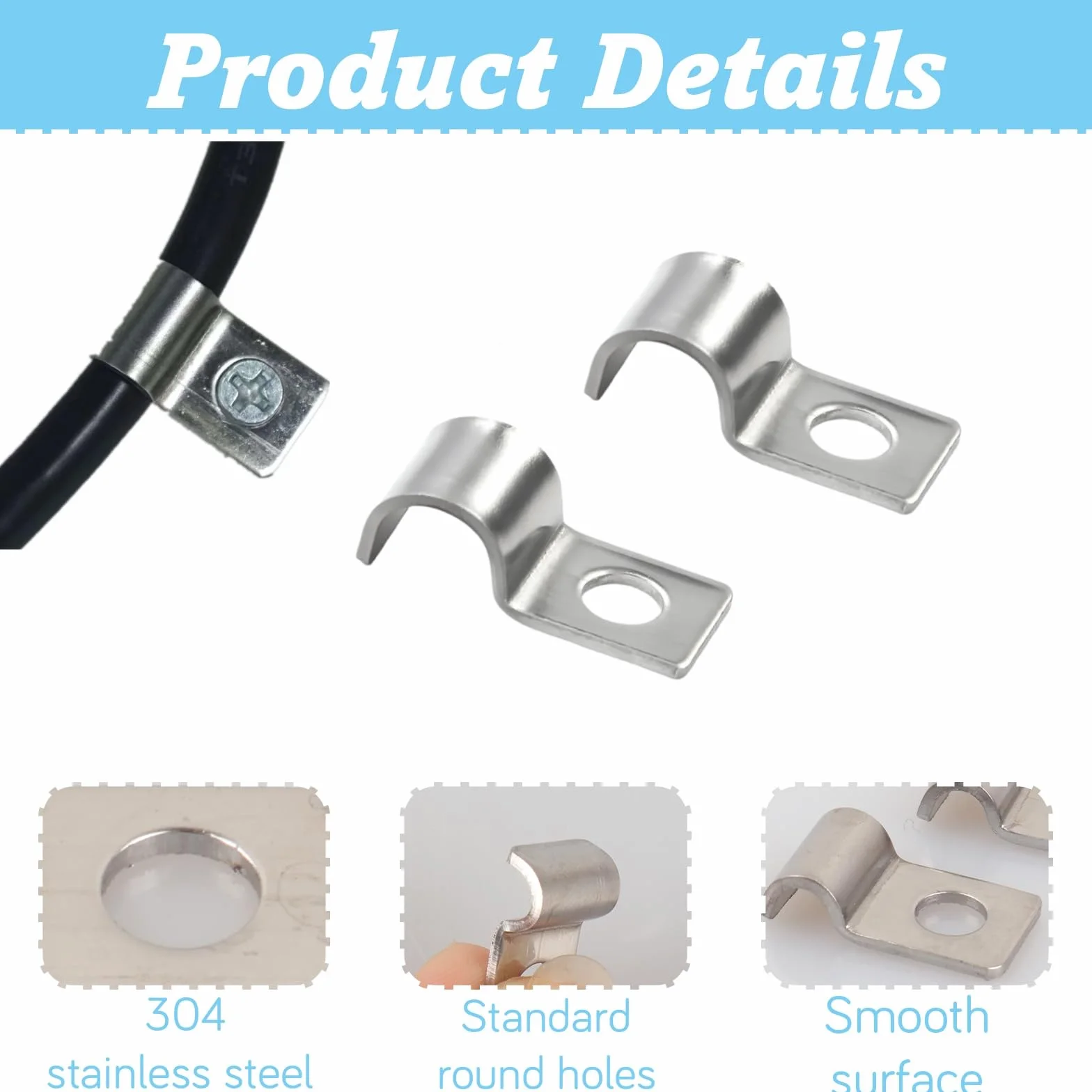 MINGBOLIN 75 Piezas Abrazadera de Tubo U,Abrazaderas Metalicas para Tubos Abrazadera de Fijación Abrazaderas para Tubos Fijacion de Tubo Solo Orificio Clips de Cable,para Tubos y Cables (8mm)