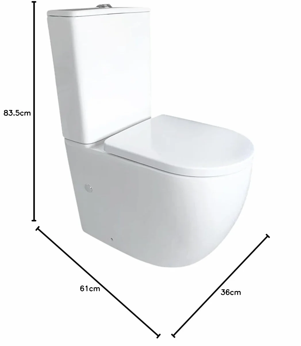 Inodoro Completo - WC Inodoro Completo con Sistema Rimless Antibacterias - Vater Baño con Tapa Dura Extrafina Amortiguada - Salida Dual Eficiente con Ahorro de Agua - WC para Hogar Blanco
