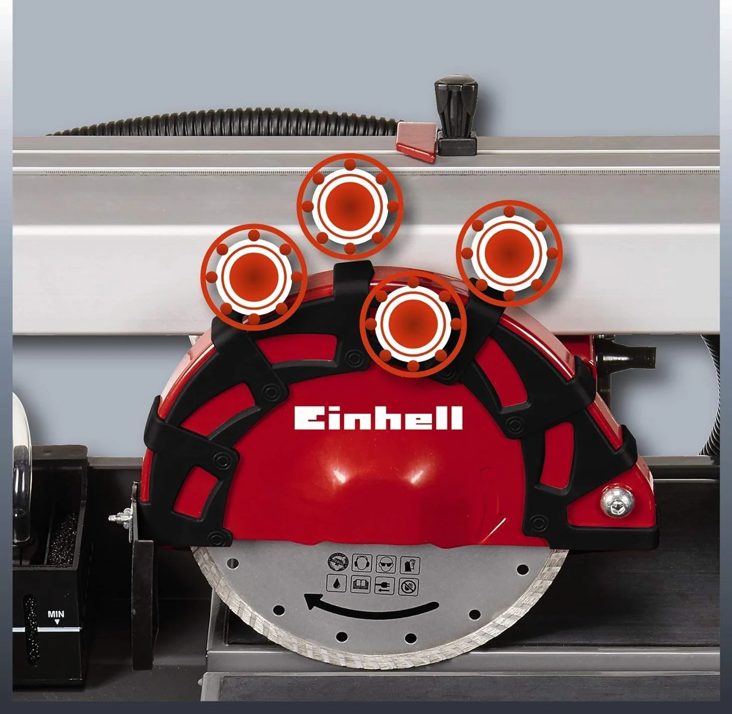 Einhell 4301220 - Mesa de corte ceramico refrigerada por agua TE-TC 920 UL Expert, 900 W, 240 V, disco de diamante 200 x 25,4 mm, rojo2